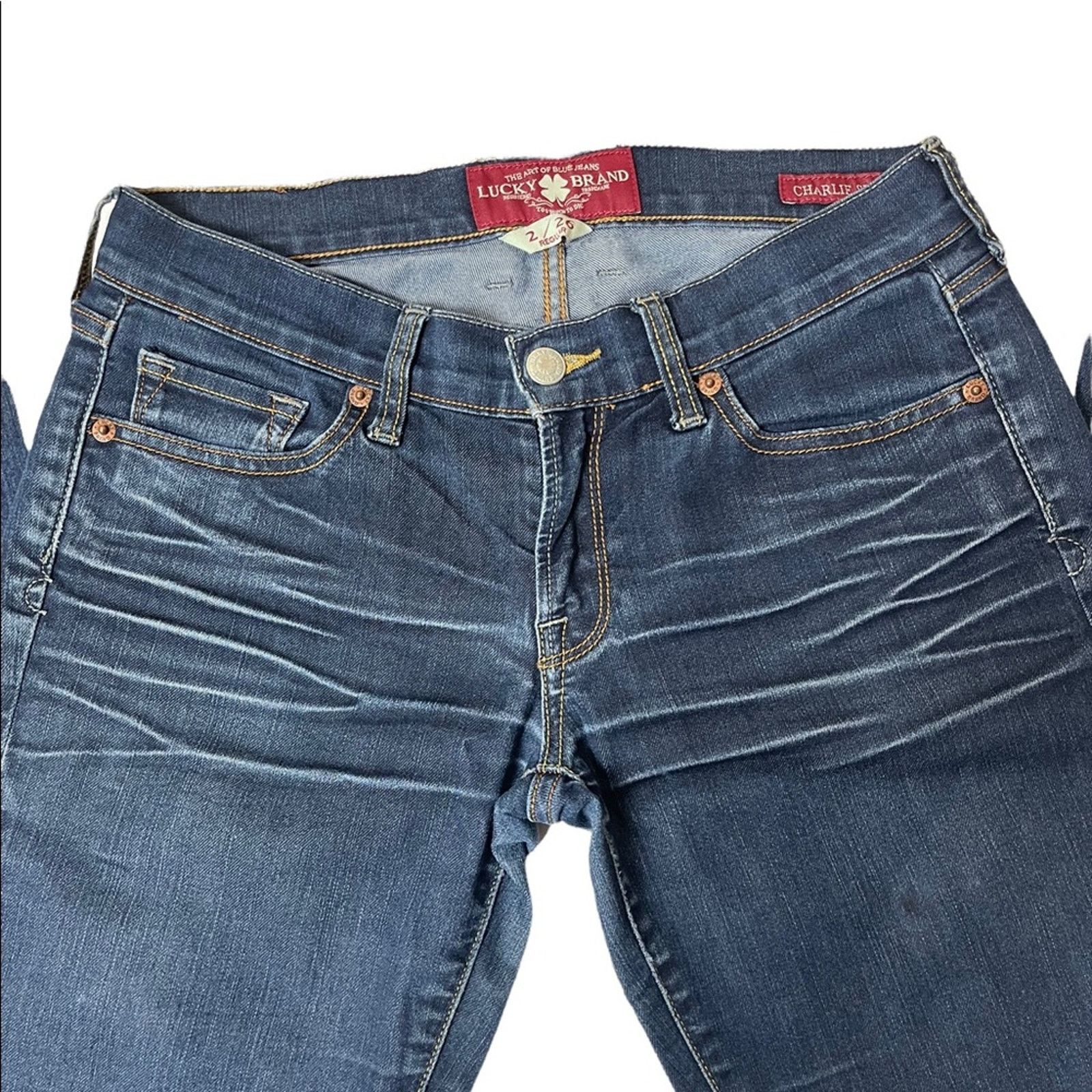 Lucky Brand Lucky Brand Charlie Skinny Distressed Medium Wash Denim Jean Size 26" / US 2 / IT 38 - 3 Thumbnail