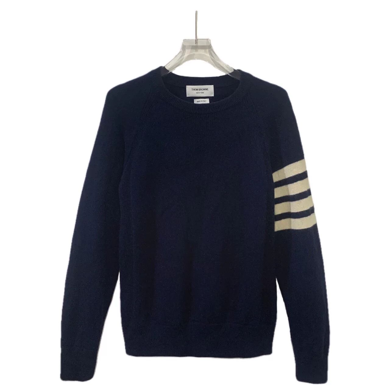 thom browne navy classic long sleeve knitwear