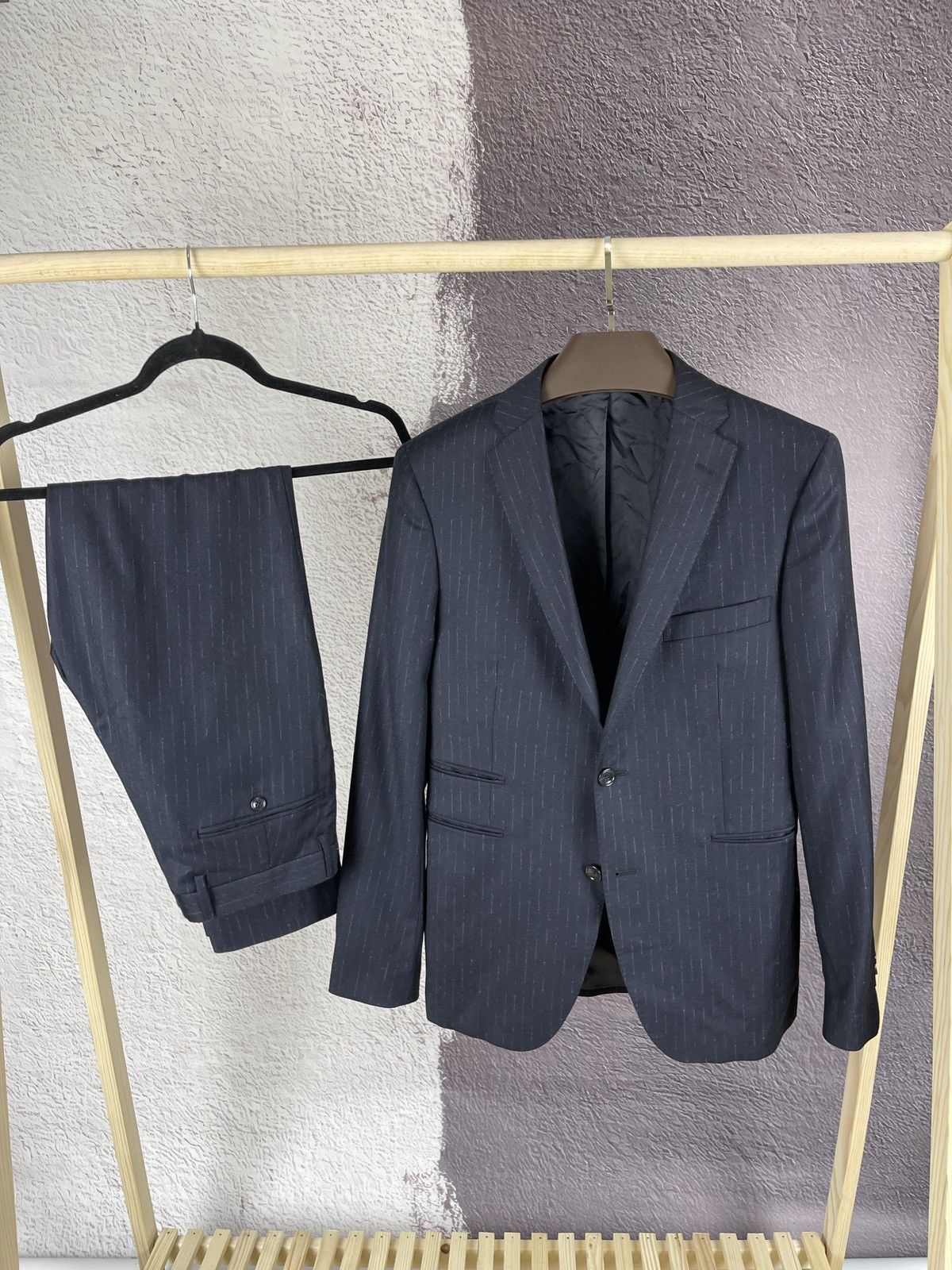 Tagliatore Tagliatore Reda navy blue striped wool super 100s 2 pcs suit Size 36R - 1 Thumbnail