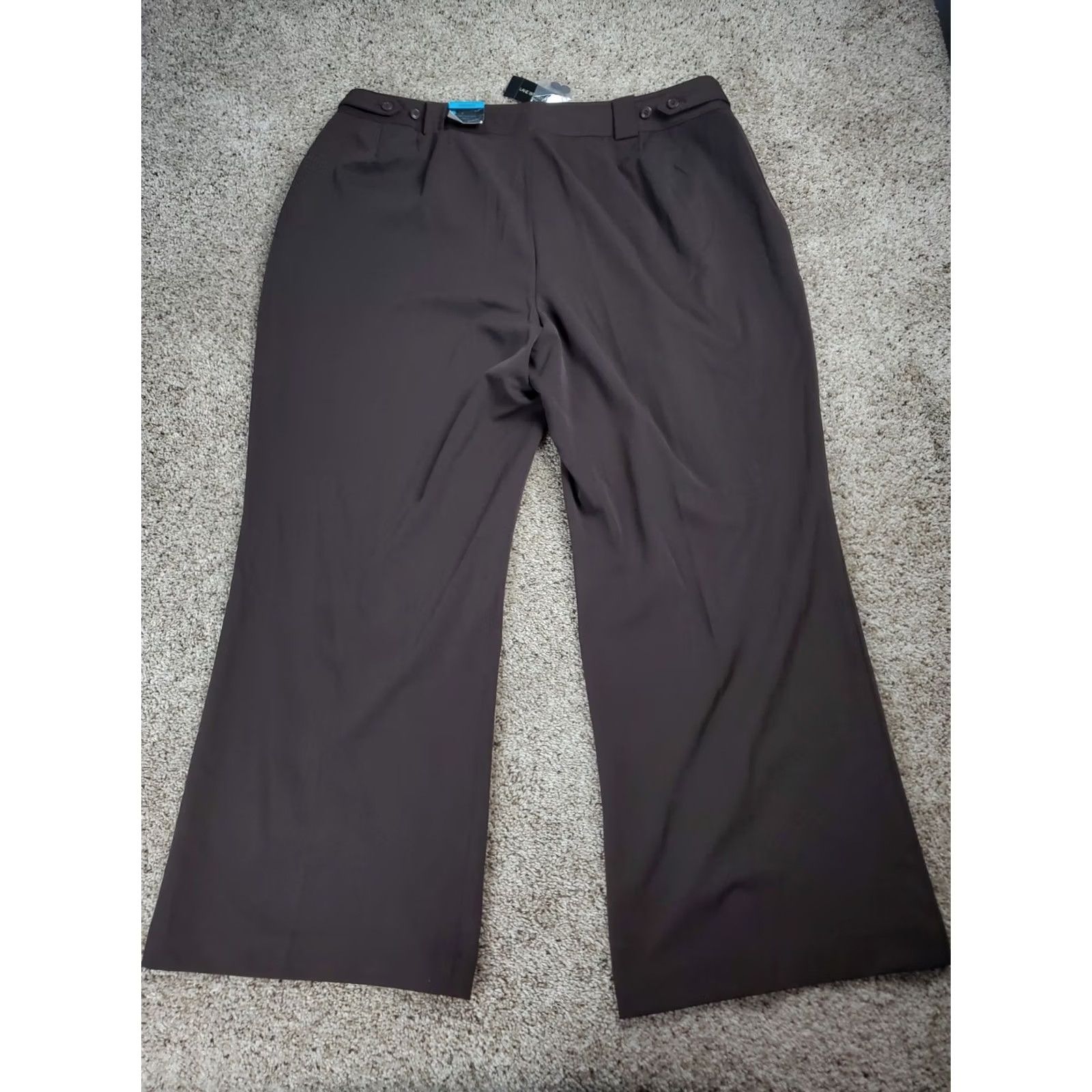 Vintage Lane Bryant Pants Womens Brown Wide-Leg Relaxed Fit NWT Size 6 Inseam 31" Polyester Rayon Spandex Dress Pants Pockets Zipper Button Vintage: No Size 30" / US 8 / IT 44 - 6 Thumbnail