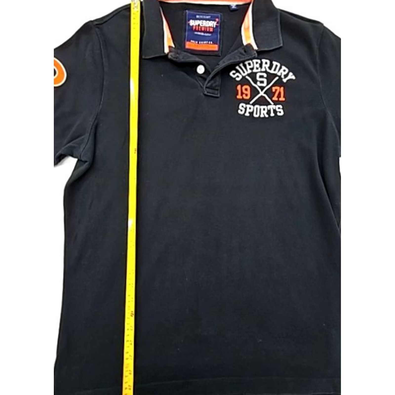 Superdry Superdry Black Mens XXL Short Sleeve Polo Shirt Orange Accents Size US XXL / EU 58 / 5 - 6 Thumbnail