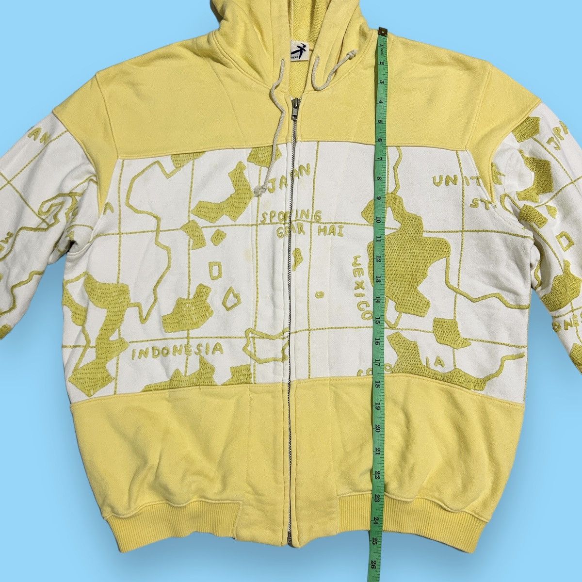 Hai Sporting Gear × Issey Miyake × Japanese Brand 1990s Hai Sporting Gear - Map Zipper Hoodie Size US L / EU 52-54 / 3 - 11 Thumbnail