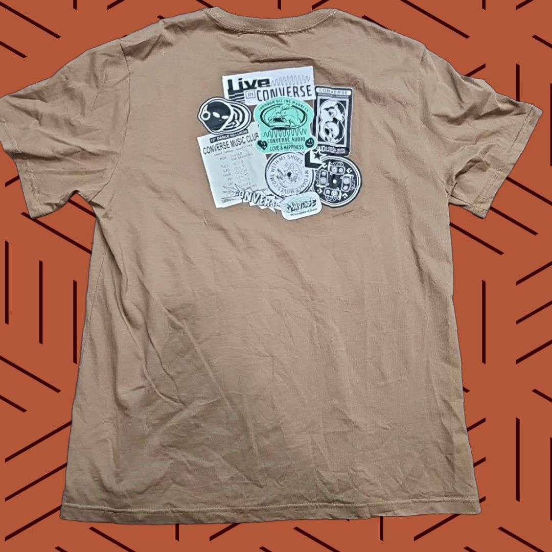 Converse VINTAGE Converse T-Shirt Men XL Brown Cartoon Retro Design Sticker Bomb Advertisement Print Crew Neck Short Sleeve Regular Fit Logo Pattern Solid Size US XL / EU 56 / 4 - 1 Thumbnail