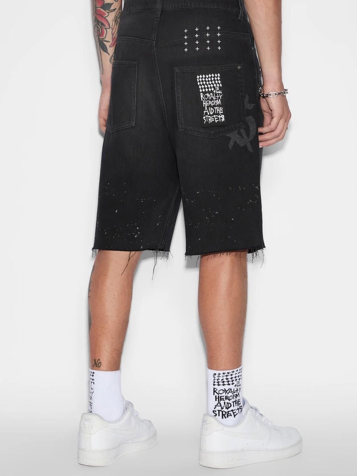 new Ksubi mens denim jeans shorts maxx artist black short 32