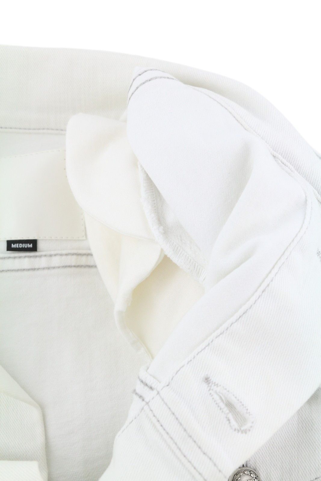 R13 KELSEY SHIRRING DENIM M Ibrooke White Shoulder Pads 86173 Size M / US 6-8 / IT 42-44 - 10 Thumbnail