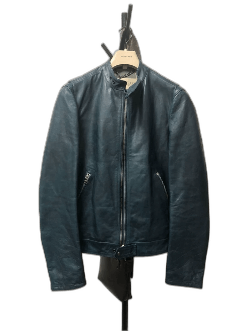 Burberry Burberry Men's Blue Leather Jacket, Size M Size US M / EU 48-50 / 2 - 1 Thumbnail