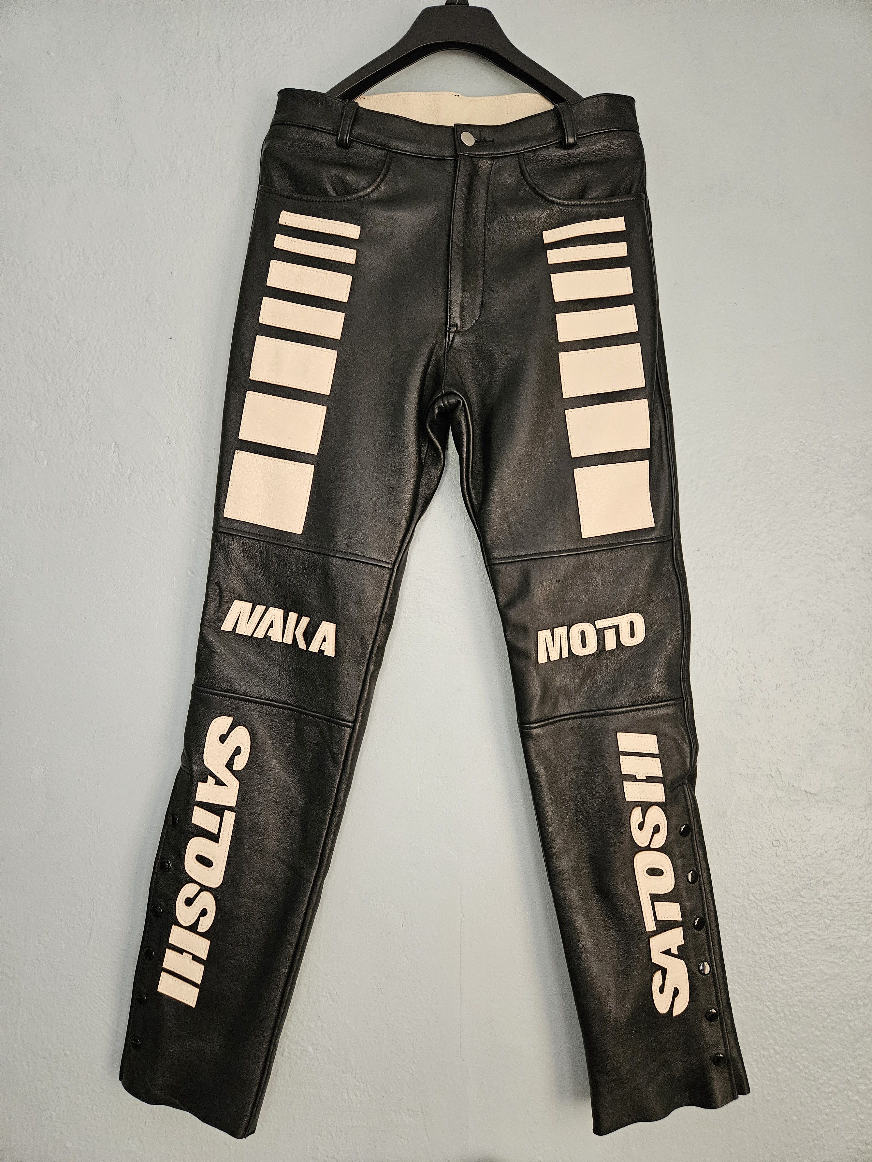 Satoshi Nakamoto Black Leather Moto Track Pants Size US 32 / EU 48 - 1 Thumbnail