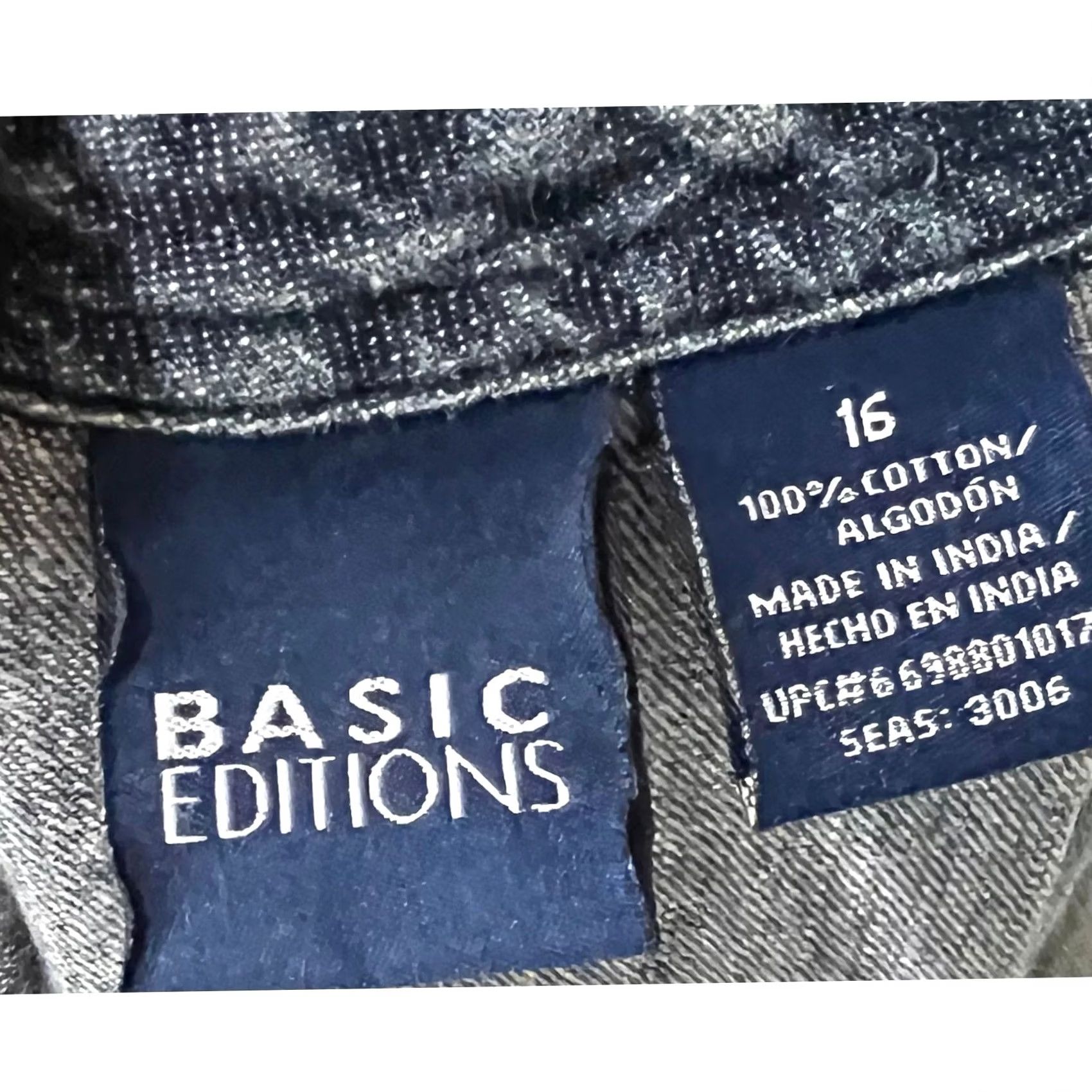 Basic Editions VINTAGE Basic Editions Denim Midi Dress Womens 16 Blue Cotton 100% Button Collared Sleeveless Shirt Dress Size 38" / US 16 / IT 52 - 8 Thumbnail