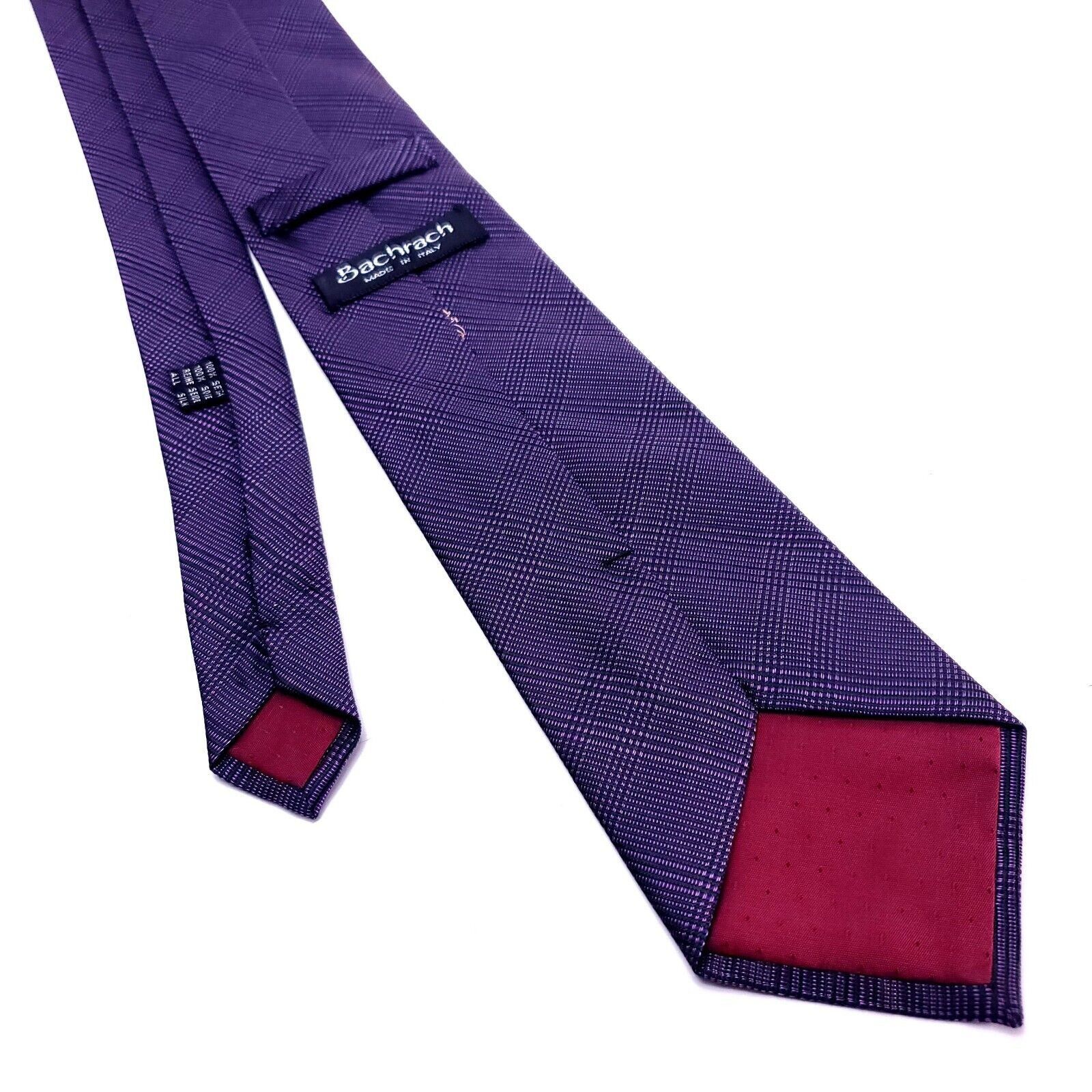 Bachrach Bachrach Purple Silk Tie Woven Glen Check Club Size ONE SIZE - 3 Thumbnail