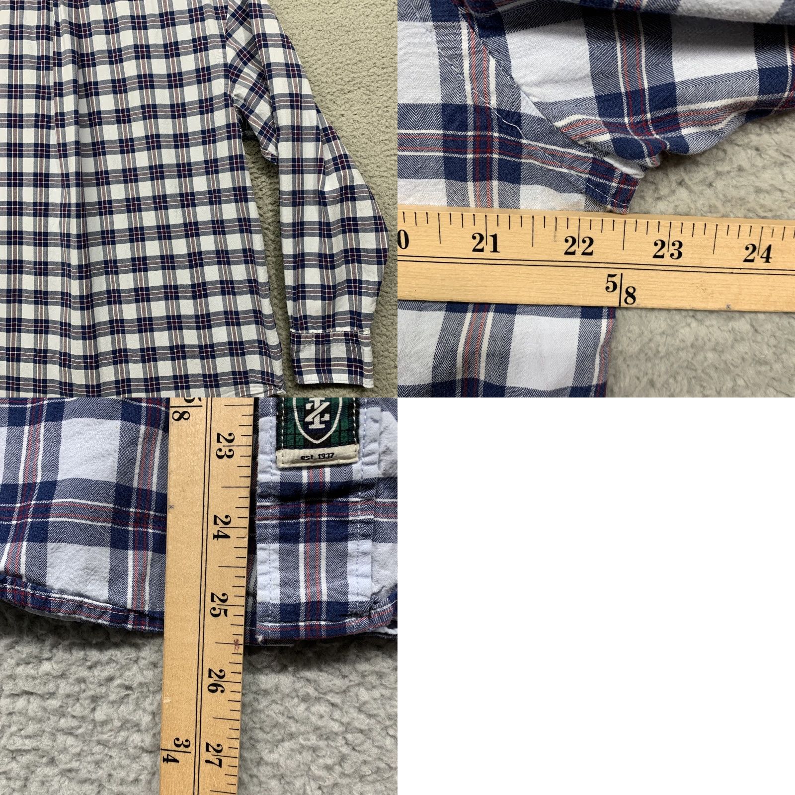 Izod IZOD Button Shirt Mens L Plaid 1 Pocket Button-Down Collar Blue White Red Casual Business Travel Shirt Size US L / EU 52-54 / 3 - 9 Thumbnail