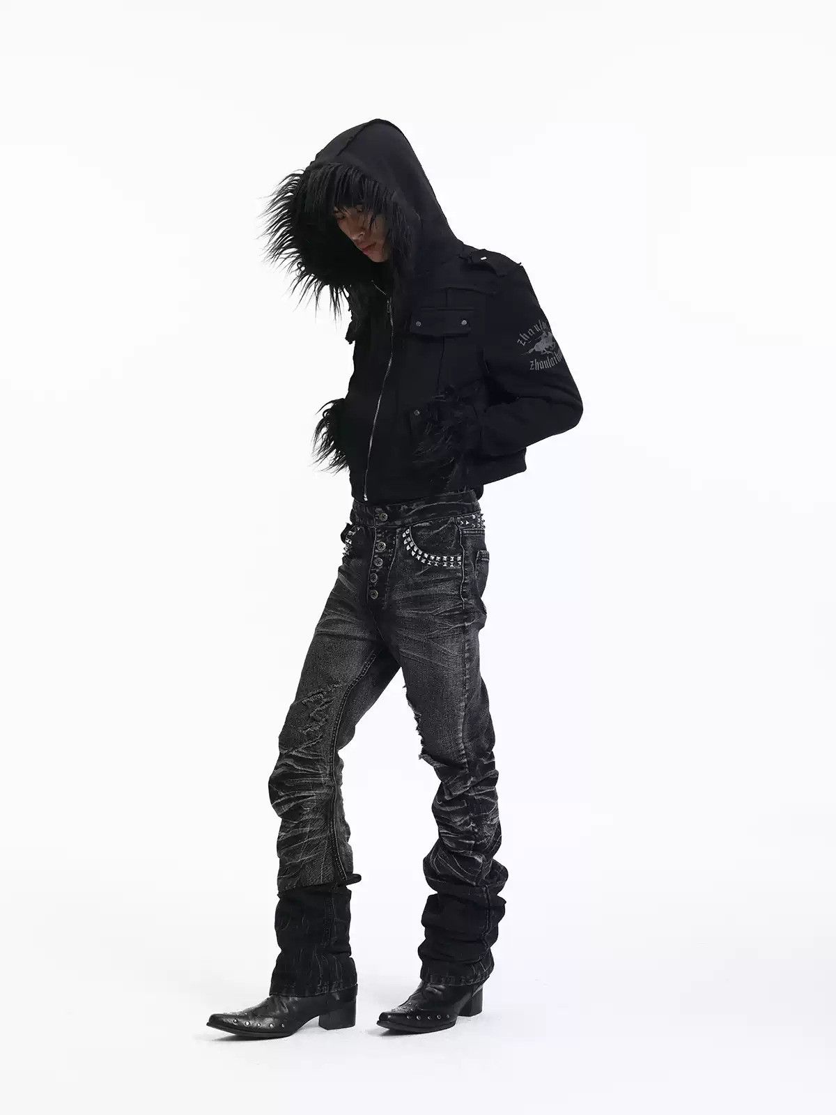 Japanese Brand Crack Washed Pants Size US 32 / EU 48 - 4 Thumbnail