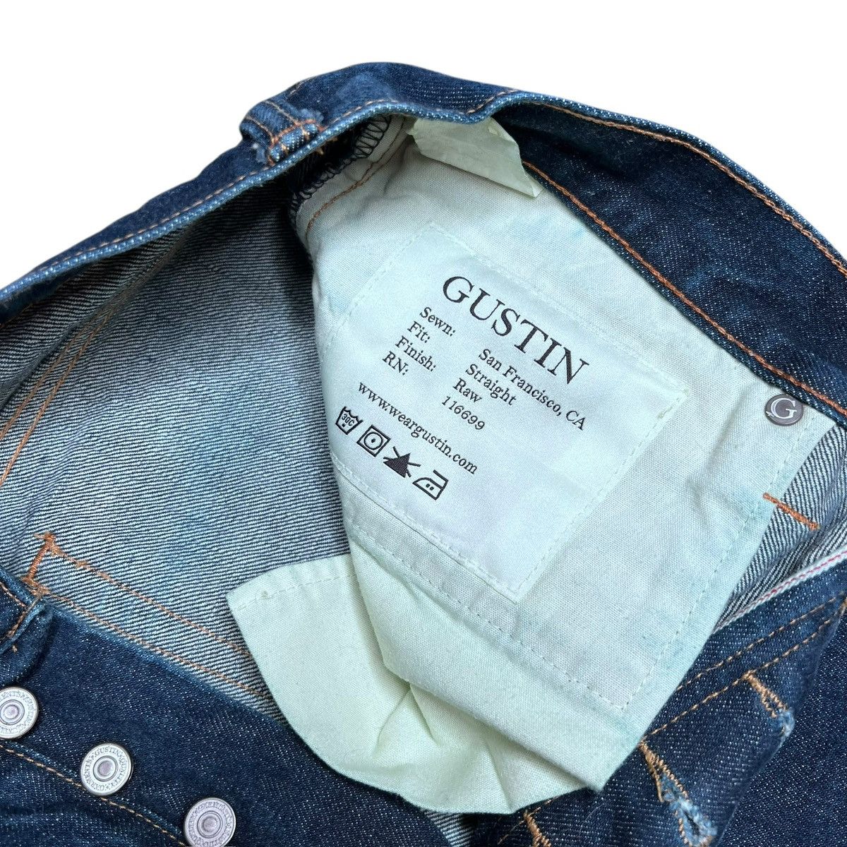 Gustin Gustin Jeans Men Blue Selvedge Straight Fit USA Denim Pants Size US 31 - 5 Thumbnail