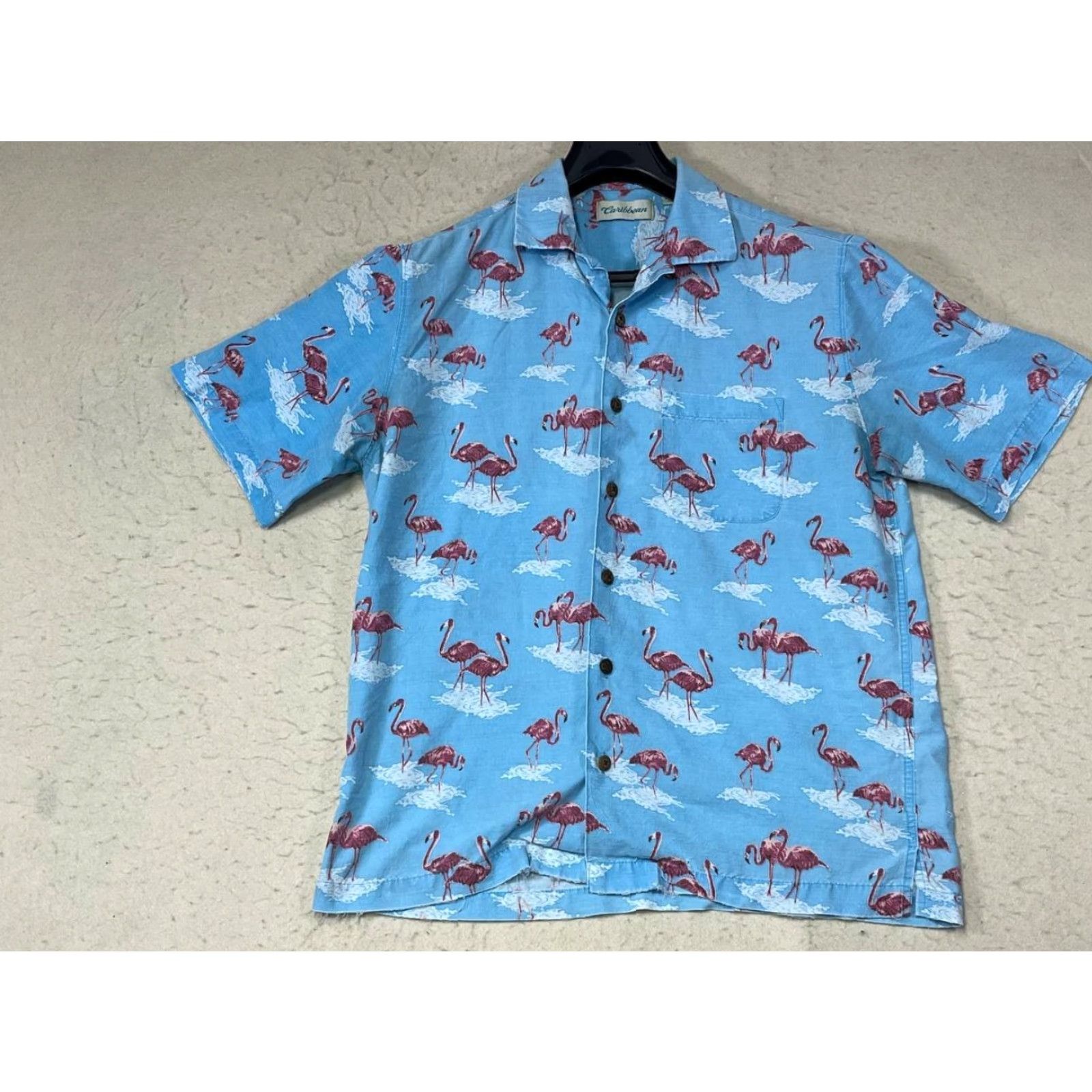 Vintage caribbean Button-Up Shirt Men M Blue Palm Trees Sailboats Hawaiian Short Sleeve Size US M / EU 48-50 / 2 - 2 Thumbnail