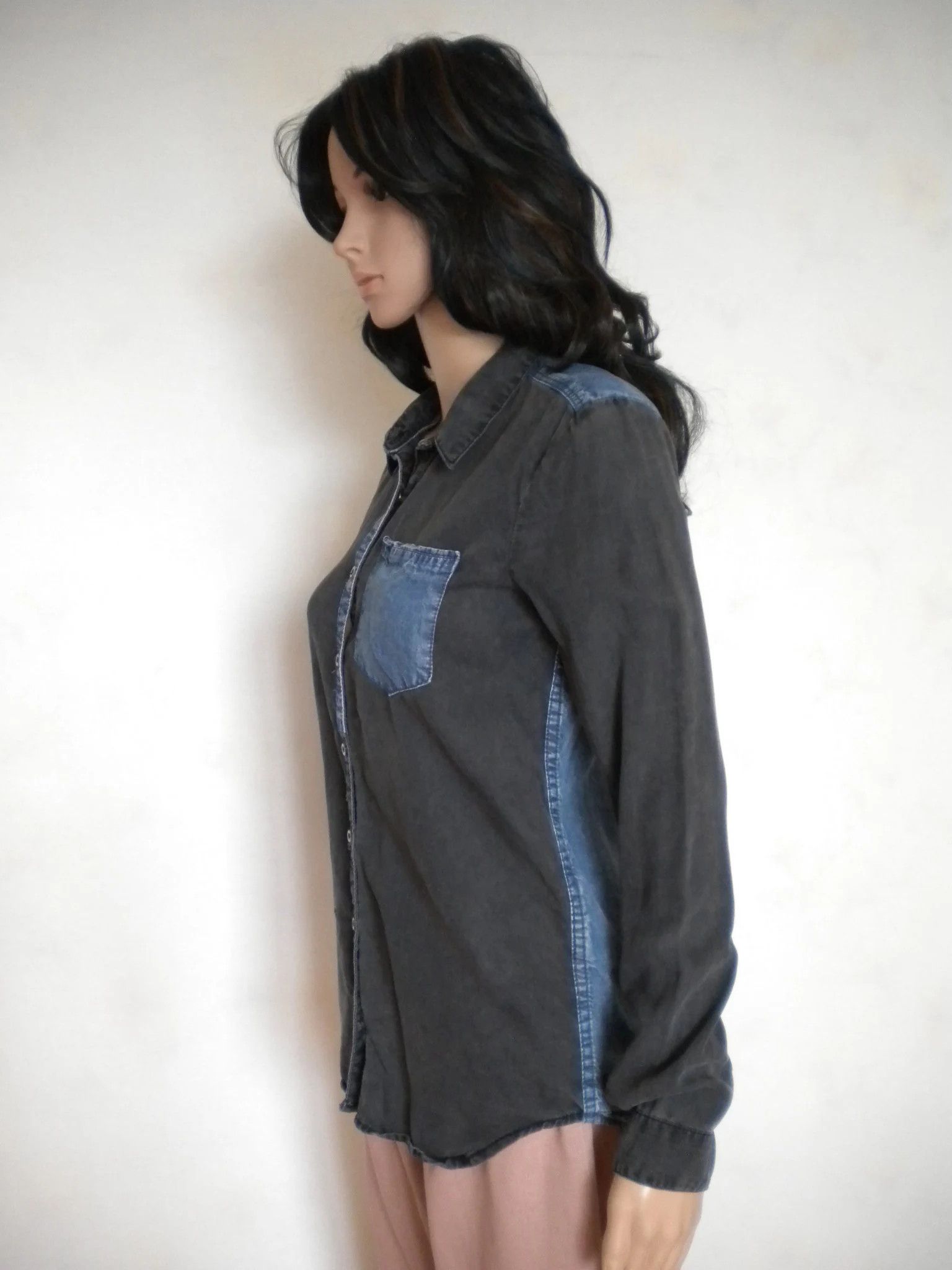 Bershka Vintage denim shirt collared button down shirt long sleeves Size M / US 6-8 / IT 42-44 - 6 Thumbnail