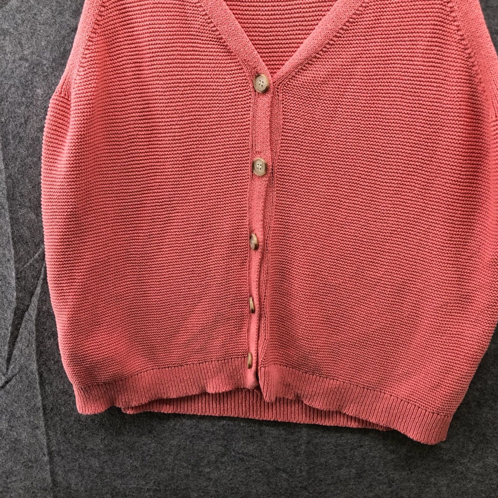 Loft VINTAGE Loft Sweater Vest Cardigan Womens L Pink V-Neck Button Front Cotton Sleeveless Size L / US 10 / IT 46 - 4 Thumbnail