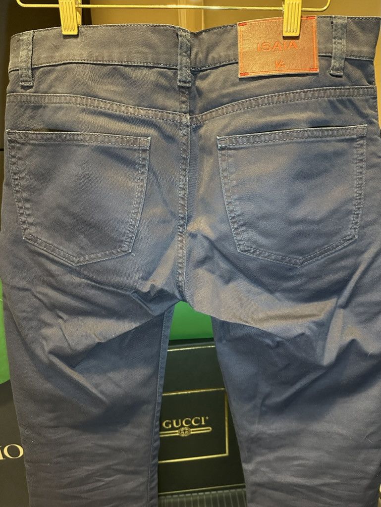 Isaia Hand Dyed Blue Denim Pants