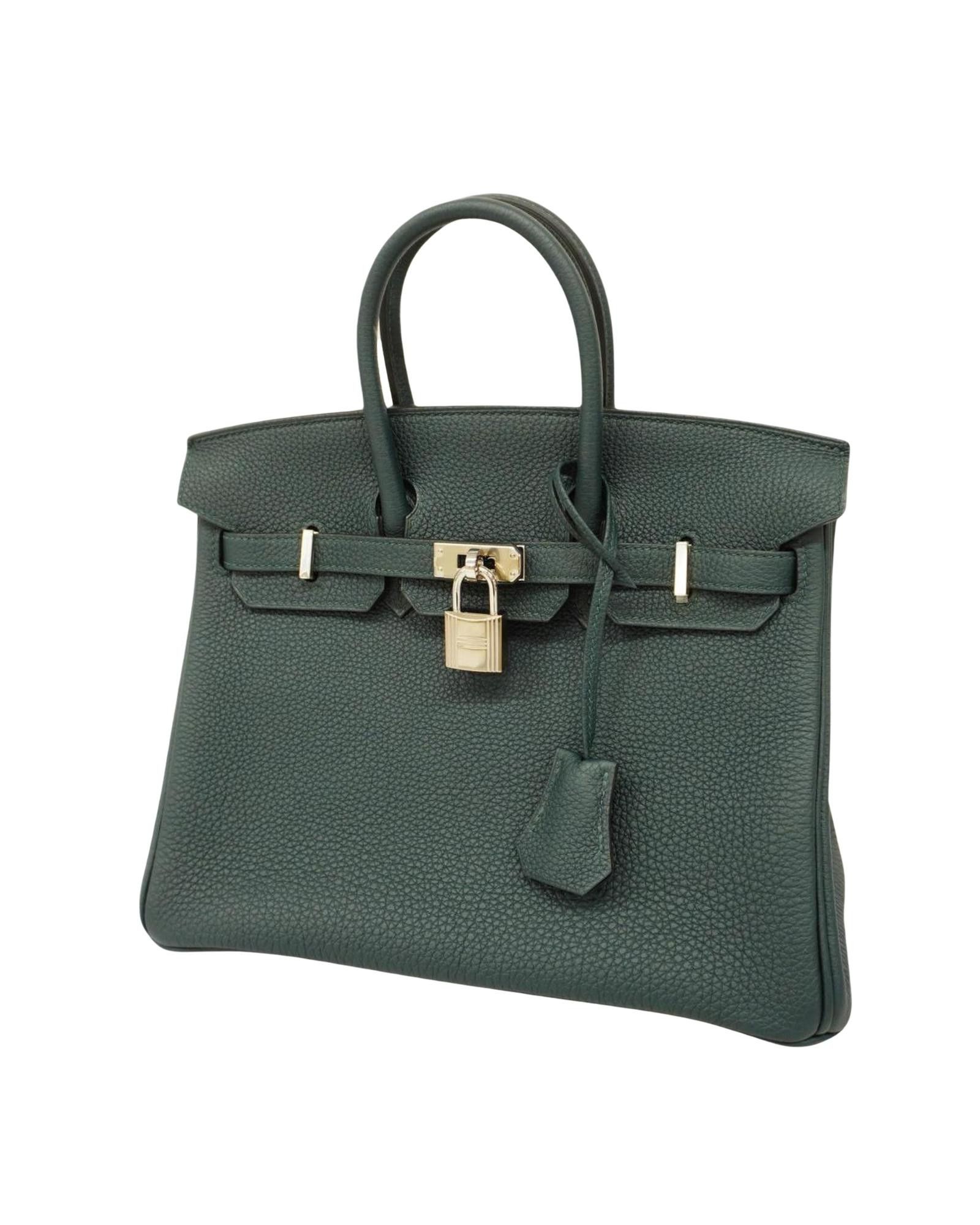 image of Hermes Luxury Green Leather Handbag - Good Condition, Women's