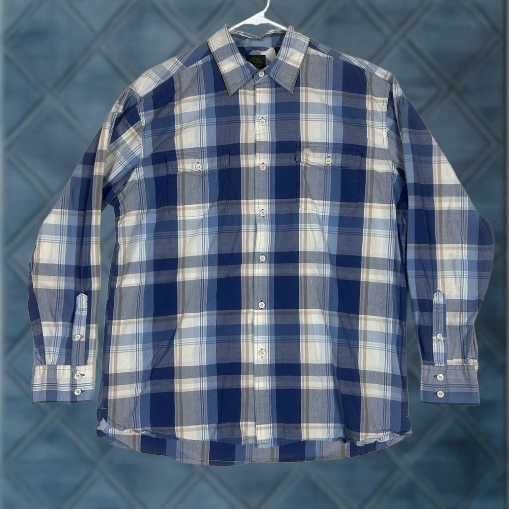 Timberland Timberland Shirt Plaid Button-Up Long Sleeve XL Blue Cotton Men Button-Down Size US XL / EU 56 / 4 - 1 Thumbnail