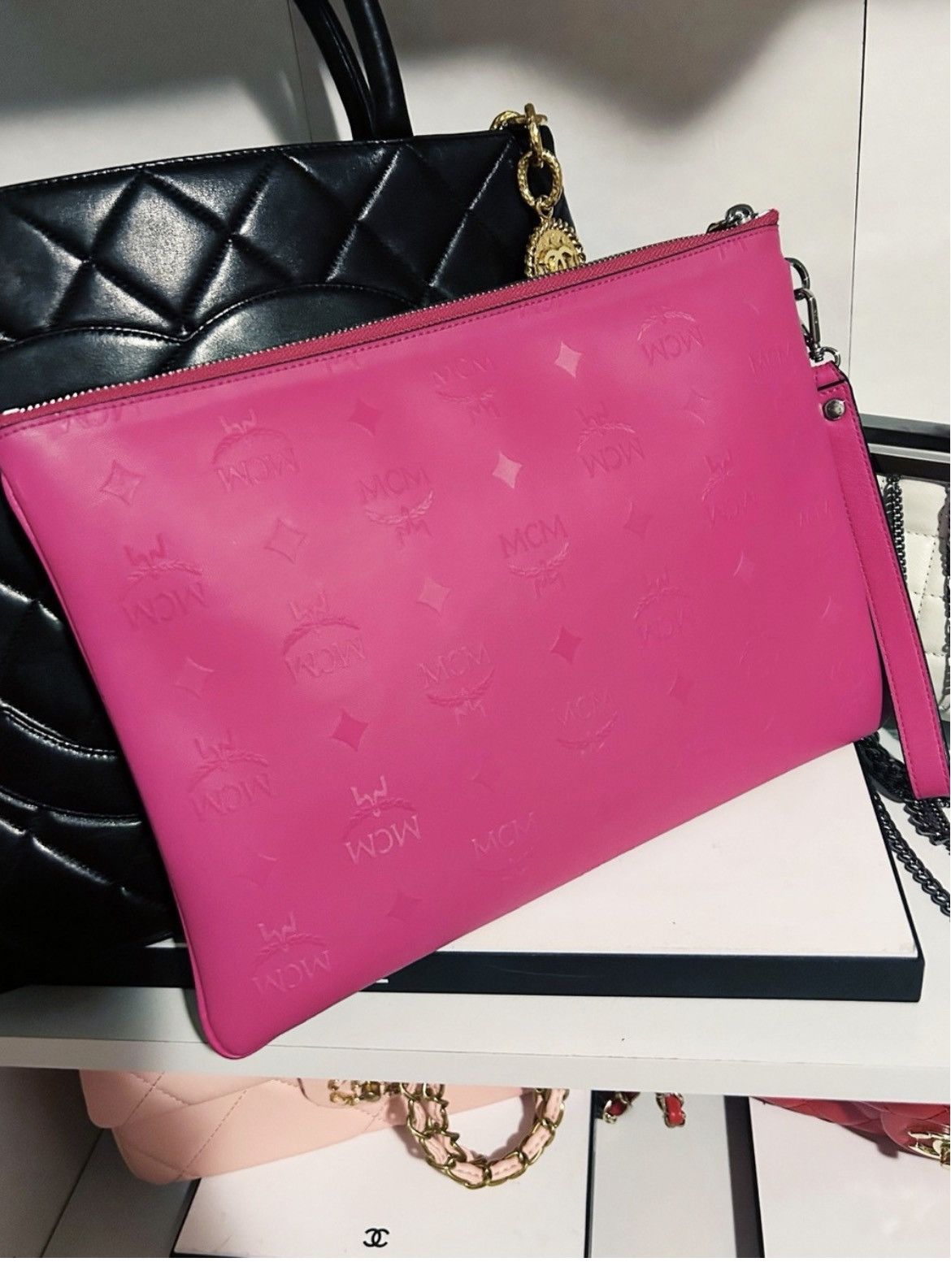 MCM Authentic MCM Barbie Pink XL Wristlet Pouch / Clutch Bag Size ONE SIZE - 9 Thumbnail
