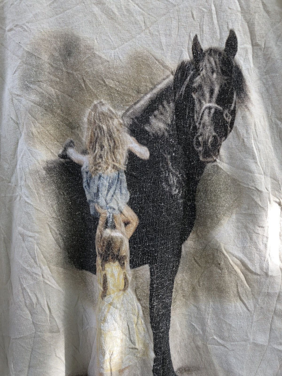Japanese Brand × Vintage Vintage Two Girls And A Horse Art By Lesley Harrison Tee Size US XL / EU 56 / 4 - 6 Thumbnail