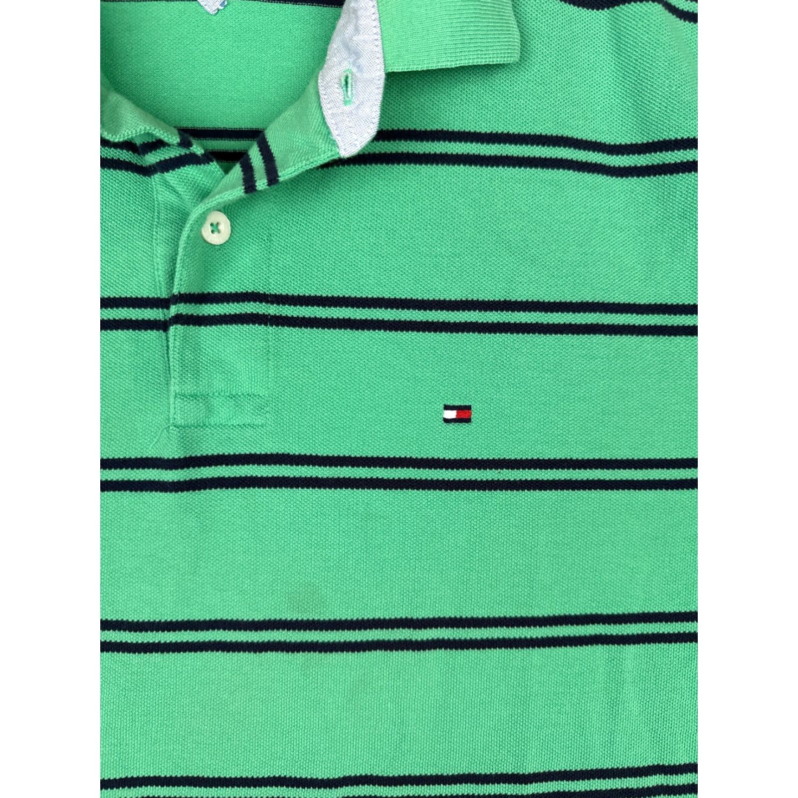 Tommy Hilfiger Tommy Hilfiger Polo Shirt Men XL Green Stripe Cotton Short Sleeve Slim Fit Shirt Size US XL / EU 56 / 4 - 6 Thumbnail