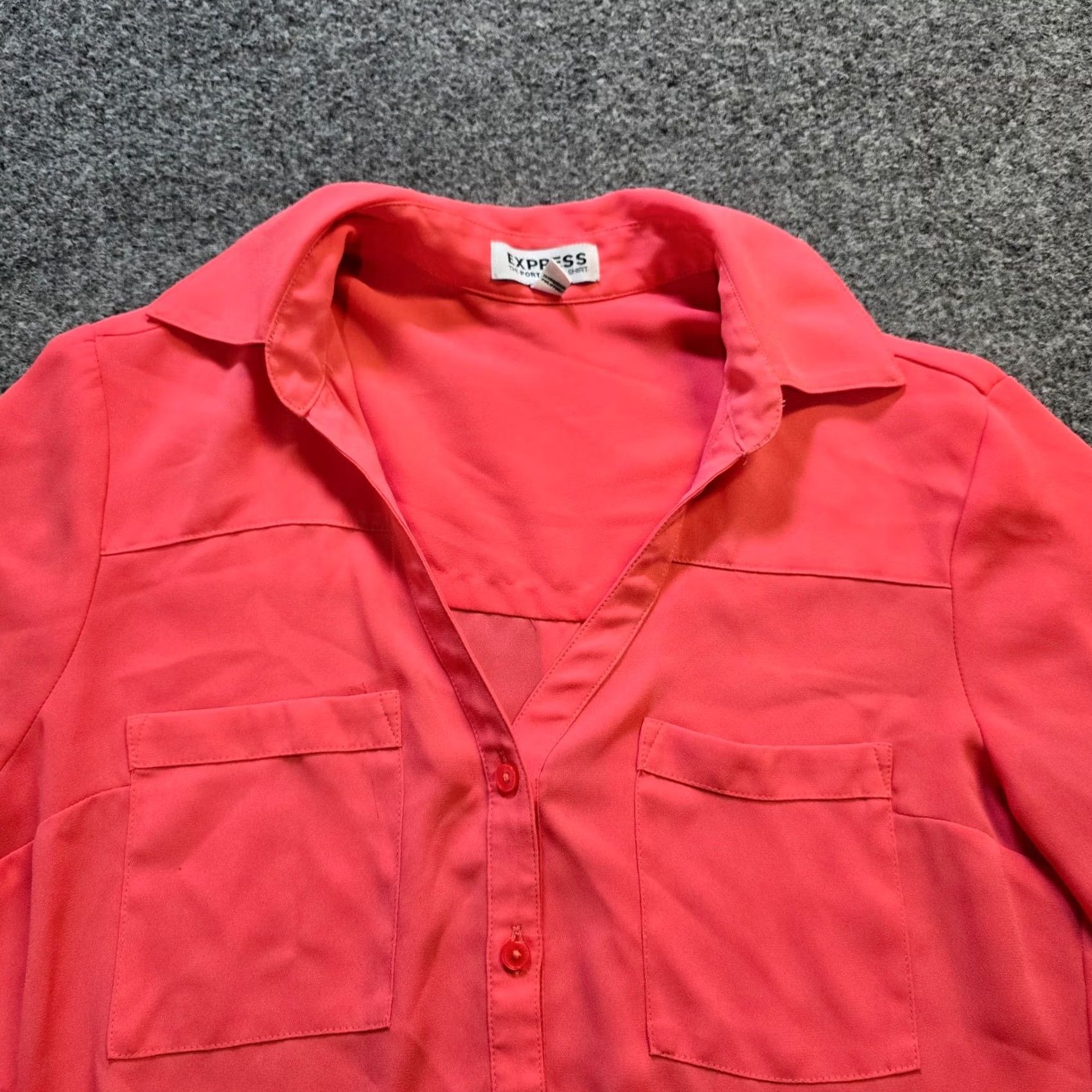Express Express Shirt Women XS Pink Portofino Sheer Button Front Long Sleeve Career Size XS / US 0-2 / IT 36-38 - 2 Thumbnail