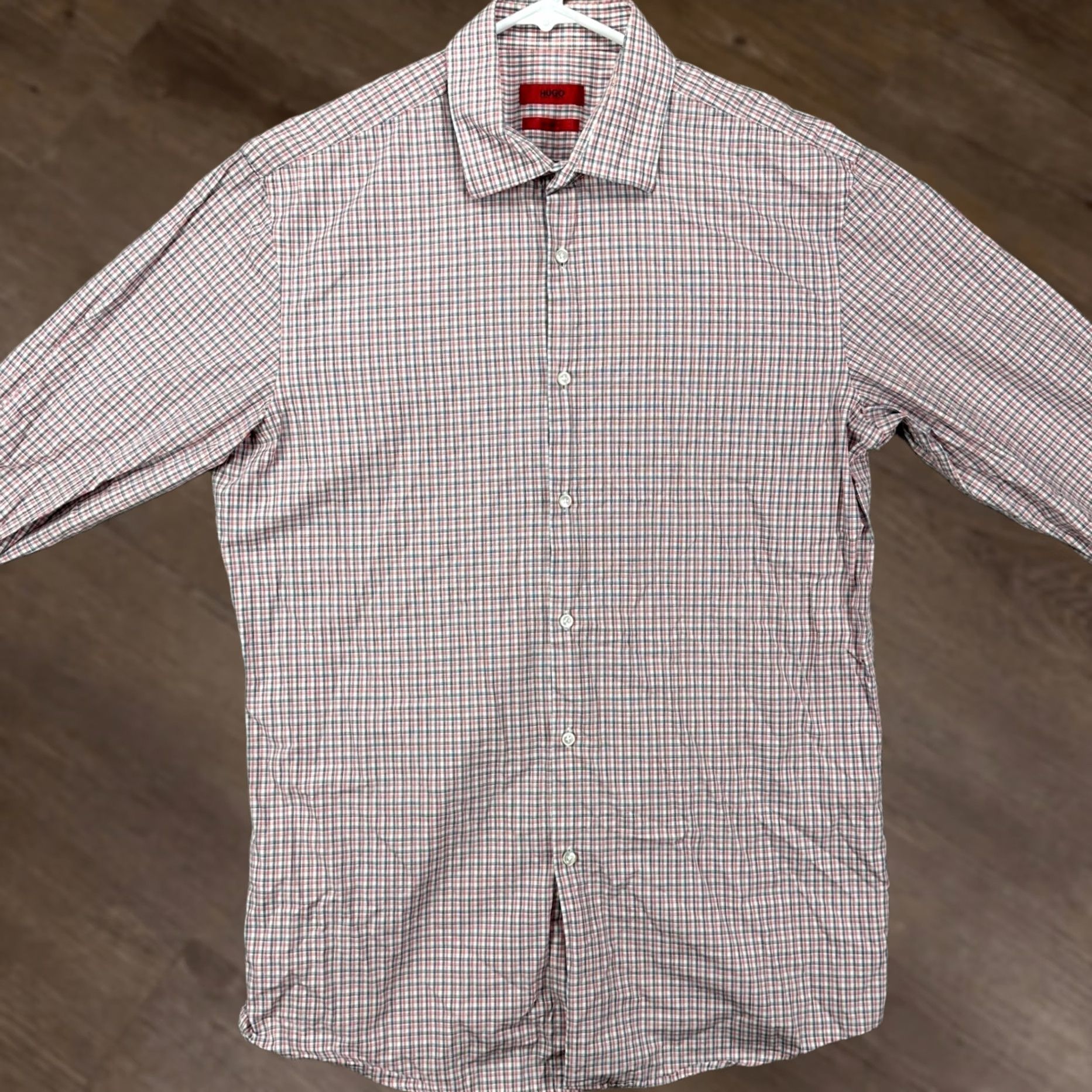 Hugo Boss Hugo Boss Shirt Dress Mens 16 32-33 Blue Red Plaid Long Sleeve Button Up Shirt XXXXXX Size 42R - 1 Thumbnail