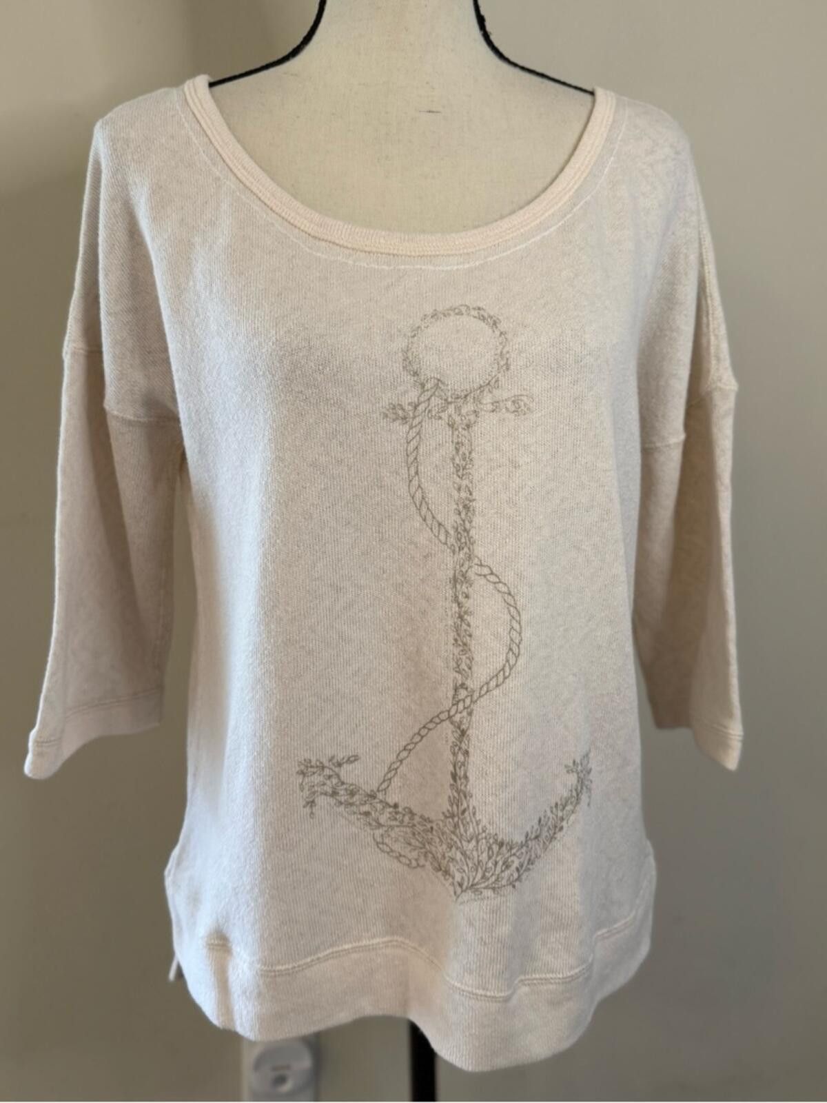 Other Beige boho floral anchor sweater crop sleeves SZ M Size M / US 6-8 / IT 42-44 - 5 Thumbnail