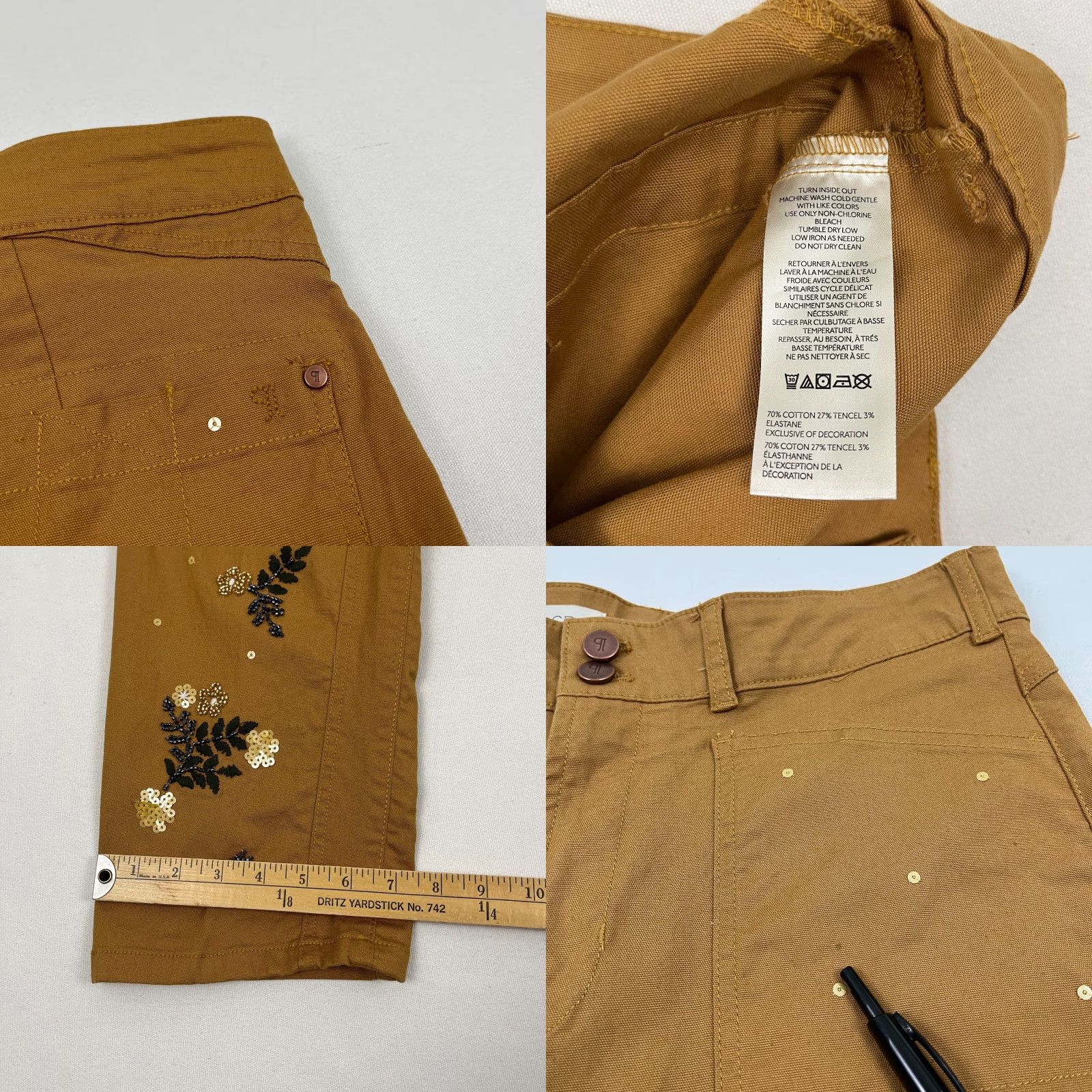 Anthropologie Anthropologie Pilcro Wanderer Pants Women Sz 30 W34 L29 Brown Floral Sequin Boho Size 30" / US 8 / IT 44 - 8 Thumbnail