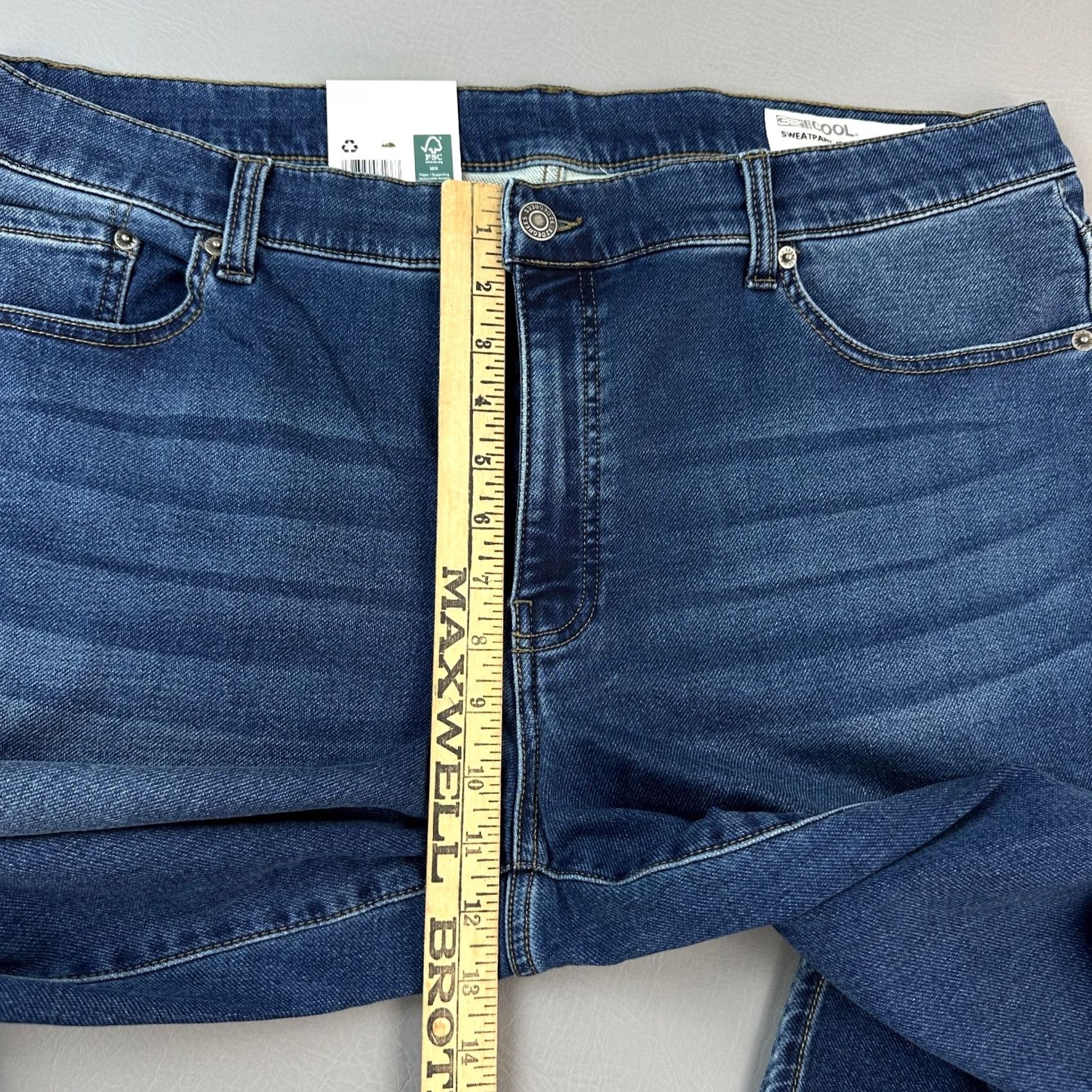 Vintage 32 Degrees Jeans Mens 40x32 Dark Wash Denim Straight Stretch NWT Velcro? Size US 40 / EU 56 - 5 Thumbnail