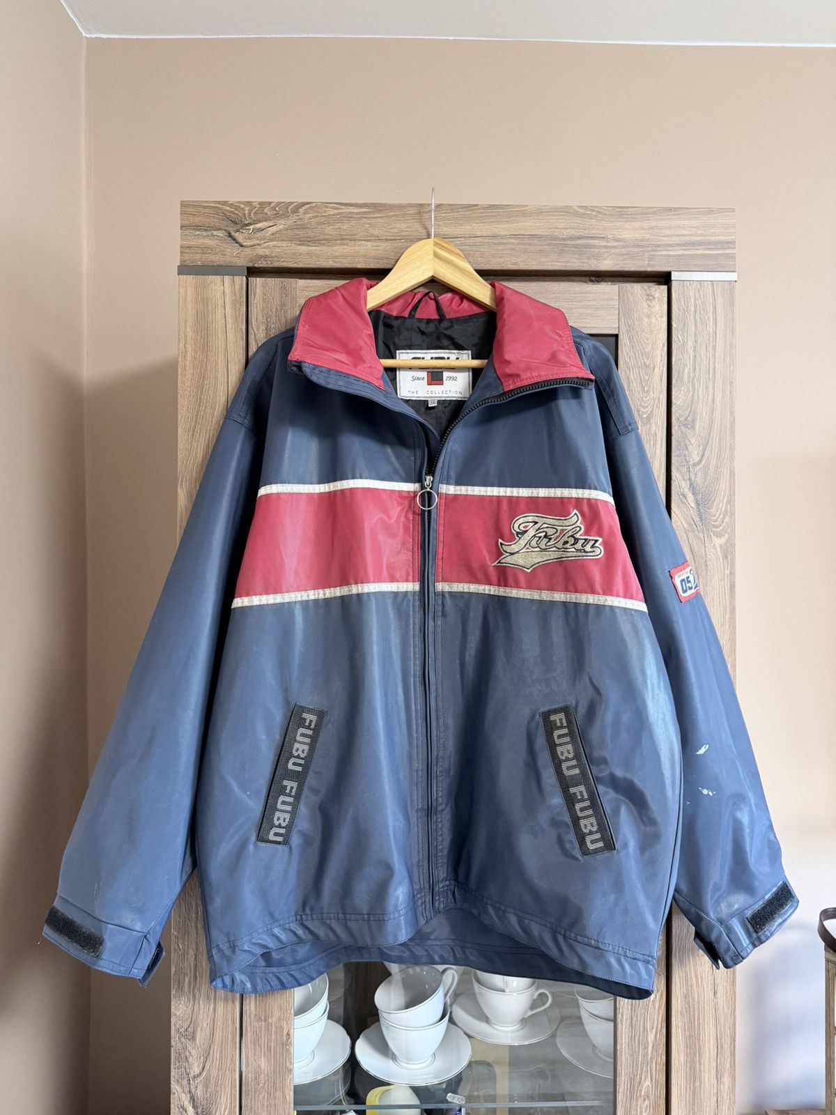Fubu Vintage Fubu Varsity Waterproof Jacket Navy Red Distressed Size US M / EU 48-50 / 2 - 9 Thumbnail