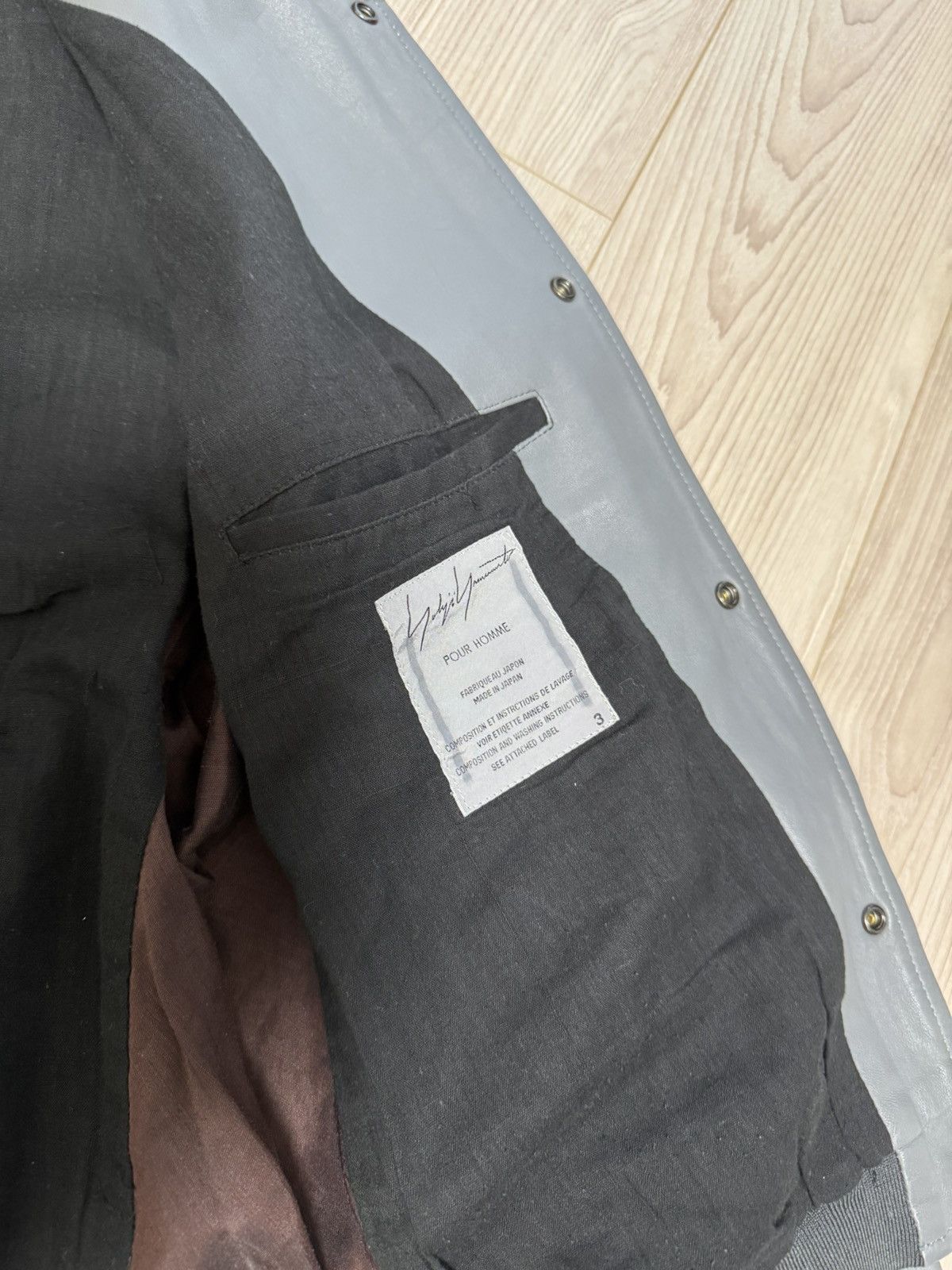 Yohji Yamamoto Yohji Yamamoto Pour Homme SS2001 Lamb Leather Varsity Jkt Size US M / EU 48-50 / 2 - 12 Thumbnail