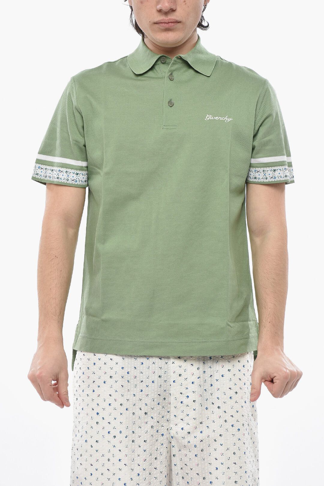 Givenchy og1mm0326 Hopsack Cotton Polo Shirt in Green Size US S / EU 44-46 / 1 - 1 Thumbnail