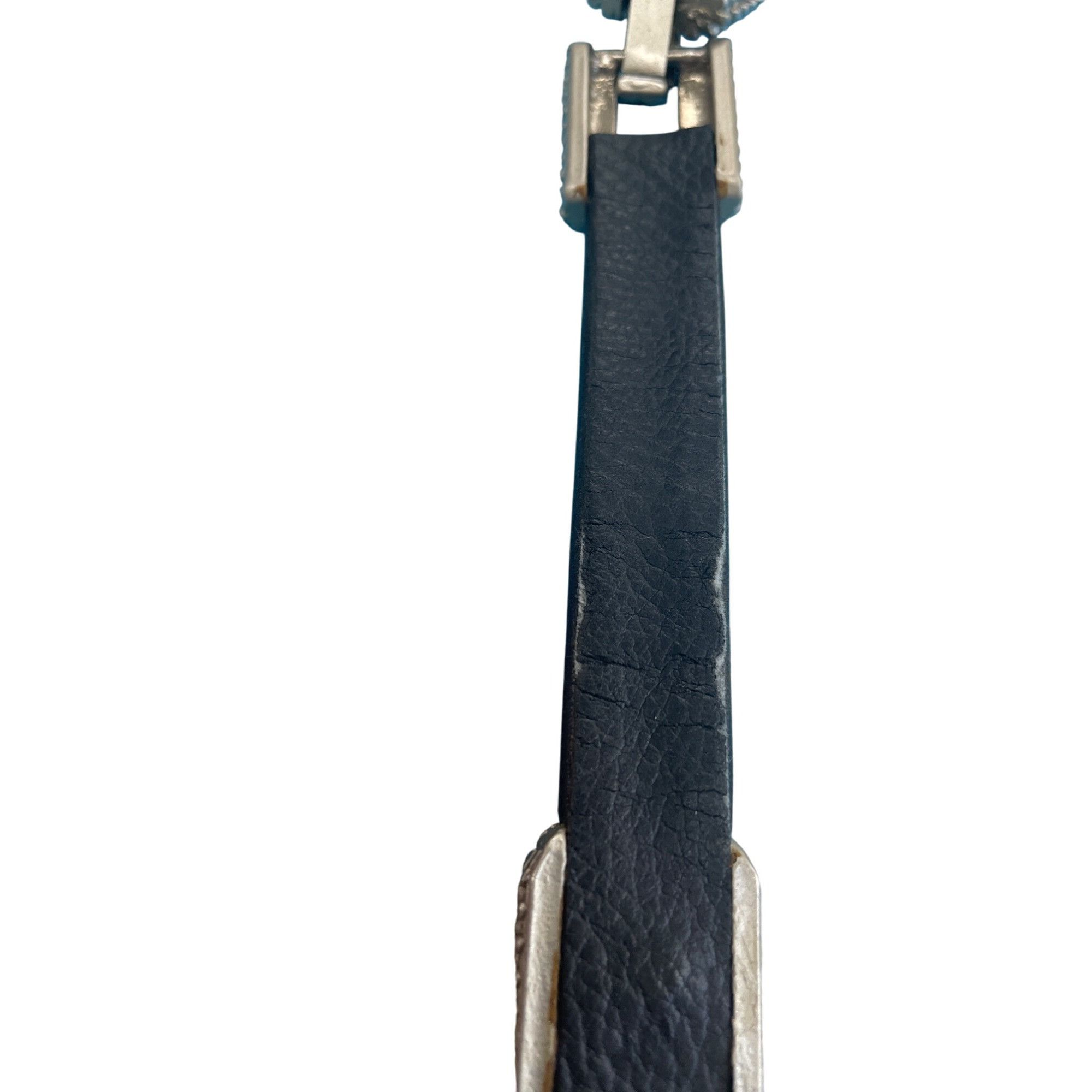 Vintage Vintage Black Leather & Silver-Tone Metal womans fashion Bel Size ONE SIZE - 11 Thumbnail