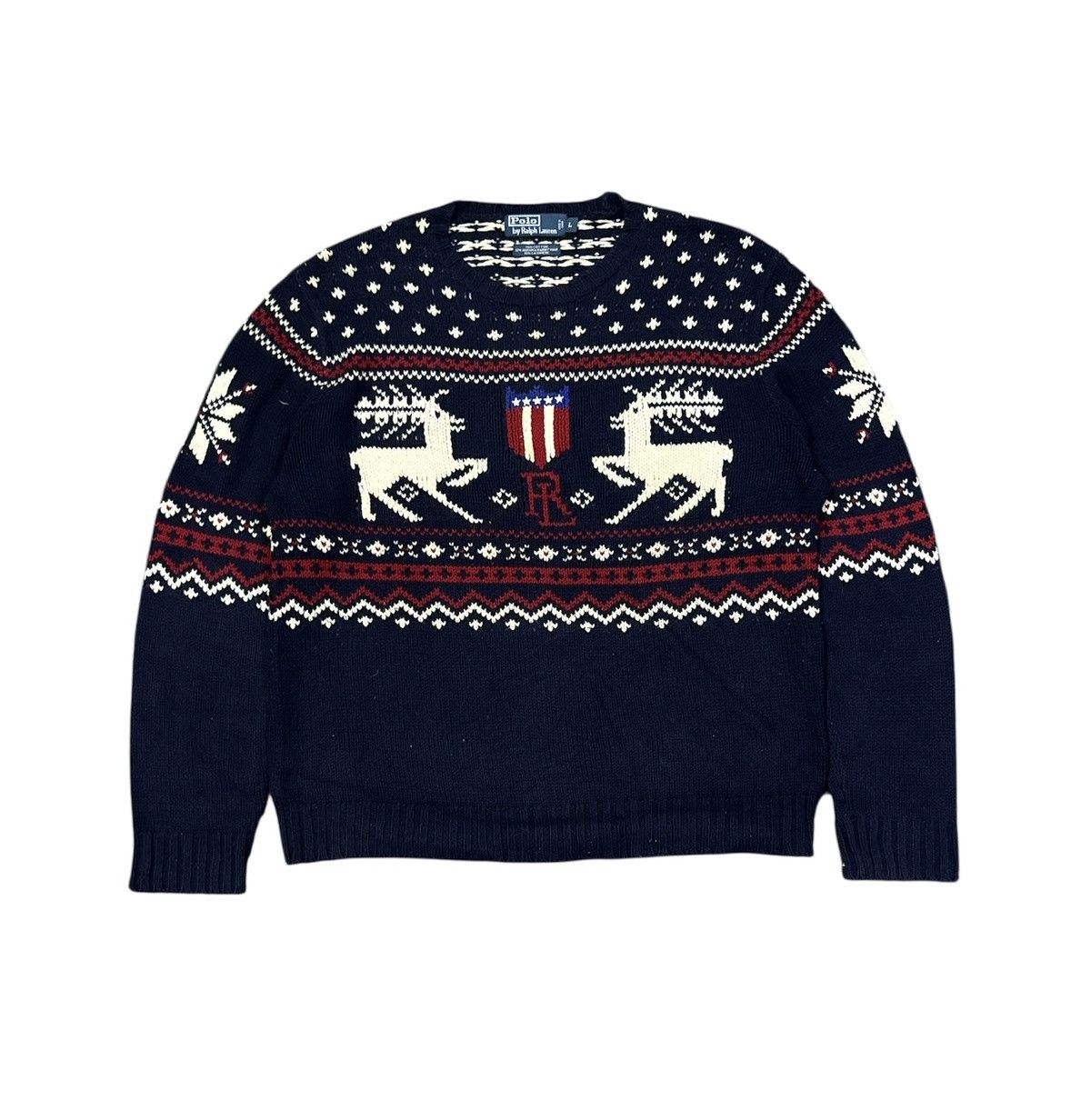Polo Ralph Lauren Vintage 90s Polo Ralph Lauren Reindeer Jacquard sweater Size US L / EU 52-54 / 3 - 1 Thumbnail
