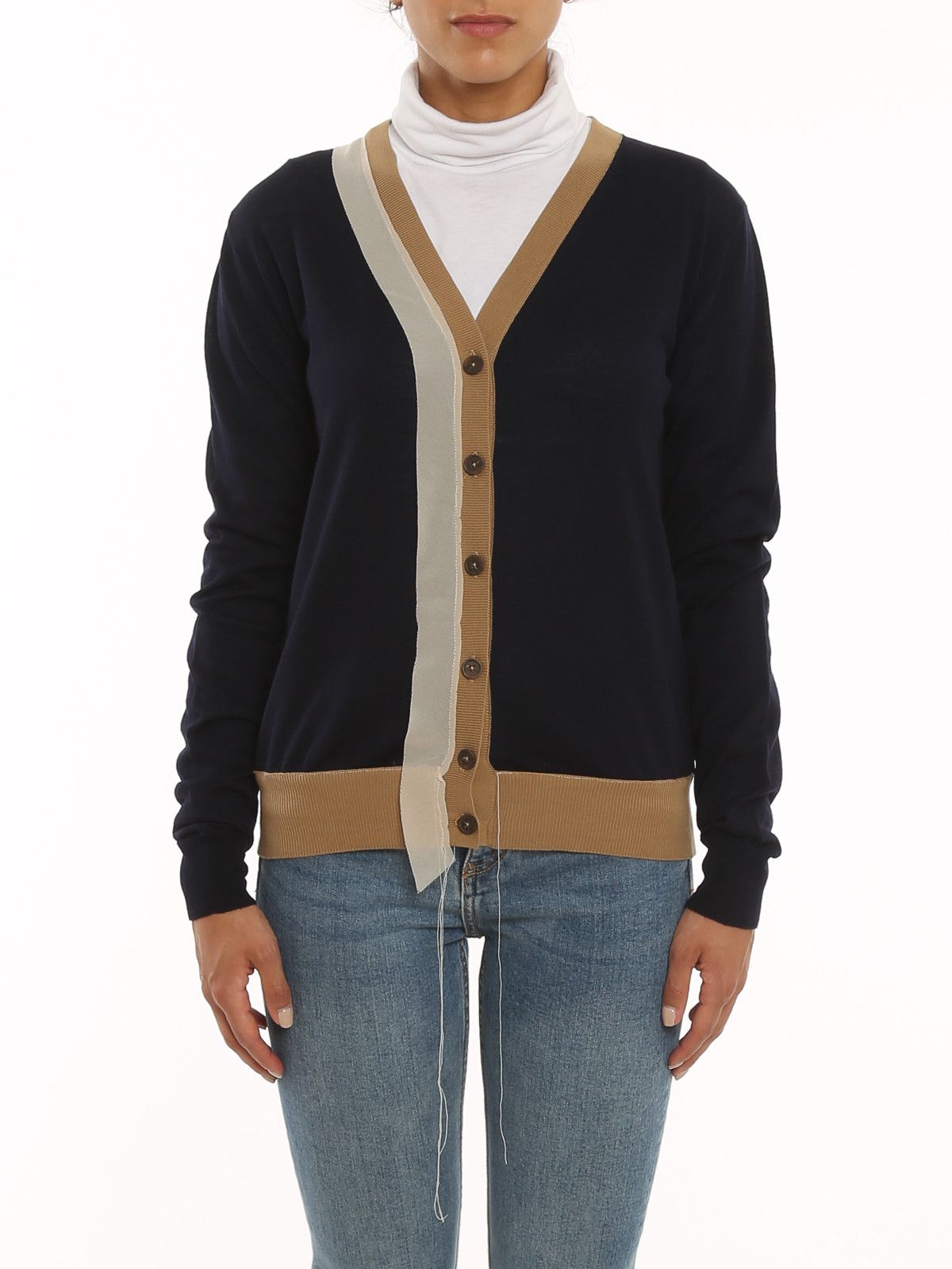 Maison Margiela o1y0625 Cardigan in Black/Beige Size M / US 6-8 / IT 42-44 - 3 Thumbnail