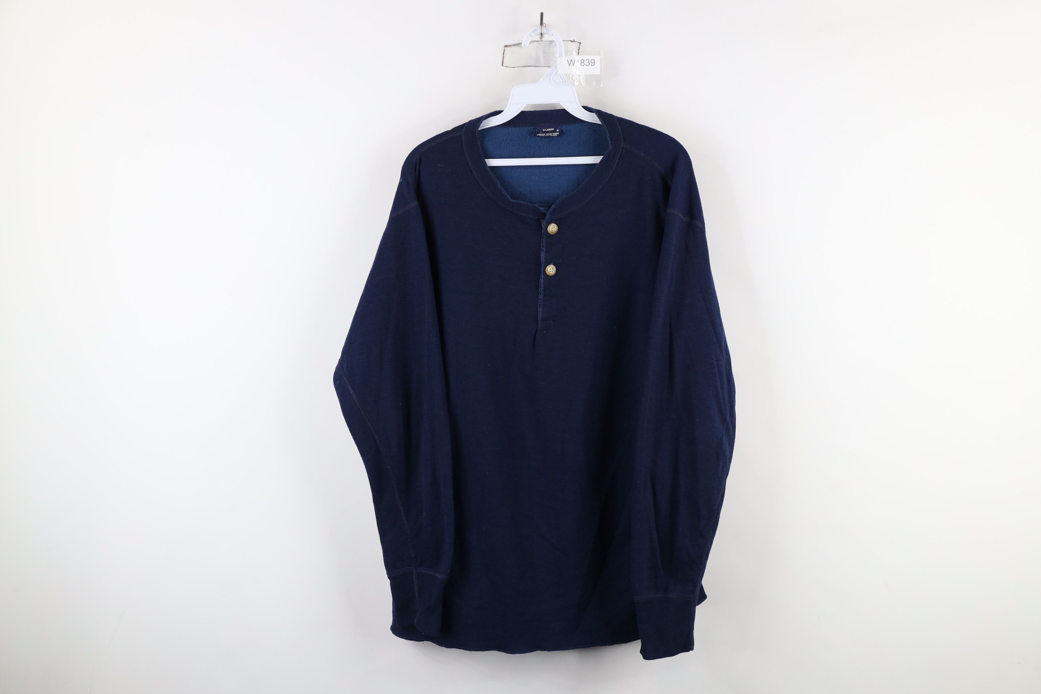 Vintage Vintage 70s Streetwear Wool Blend Knit Henley T-Shirt USA Size US XL / EU 56 / 4 - 1 Thumbnail