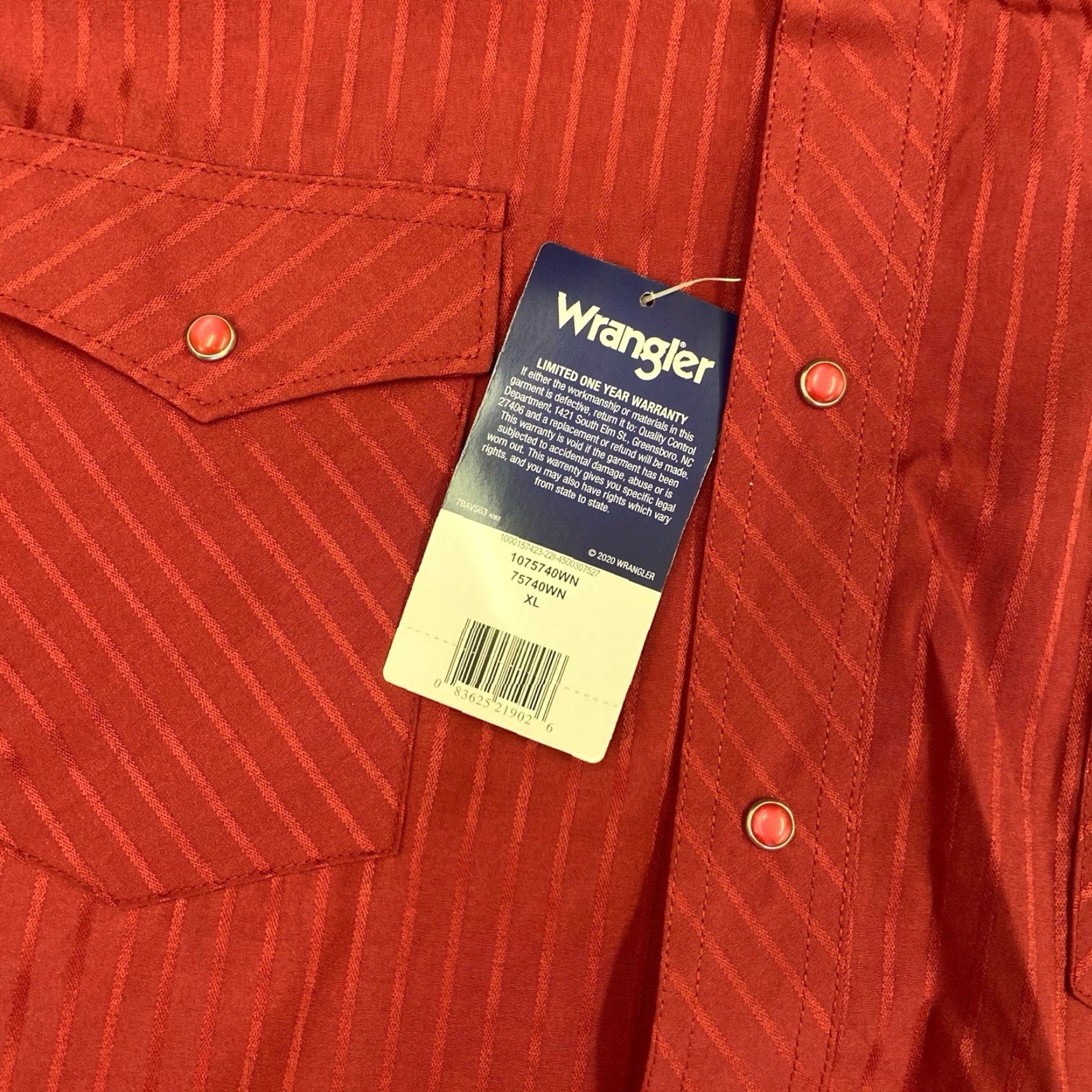 Wrangler VINTAGE Wrangler Shirt Mens XL Red Pearl Snap Stripe Pockets Western NWT Size US XL / EU 56 / 4 - 2 Thumbnail