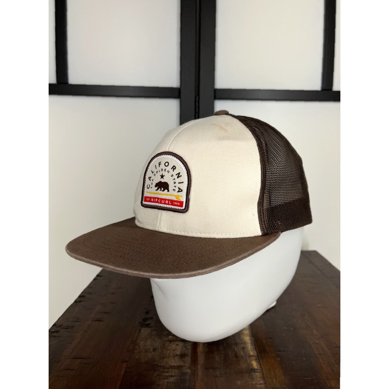 Rip Curl RIP CURL California The Golden State Hat Cap Snap Back Adult Brown Cotton Blend Trucker Men One Size Adjustable Size ONE SIZE - 4 Thumbnail