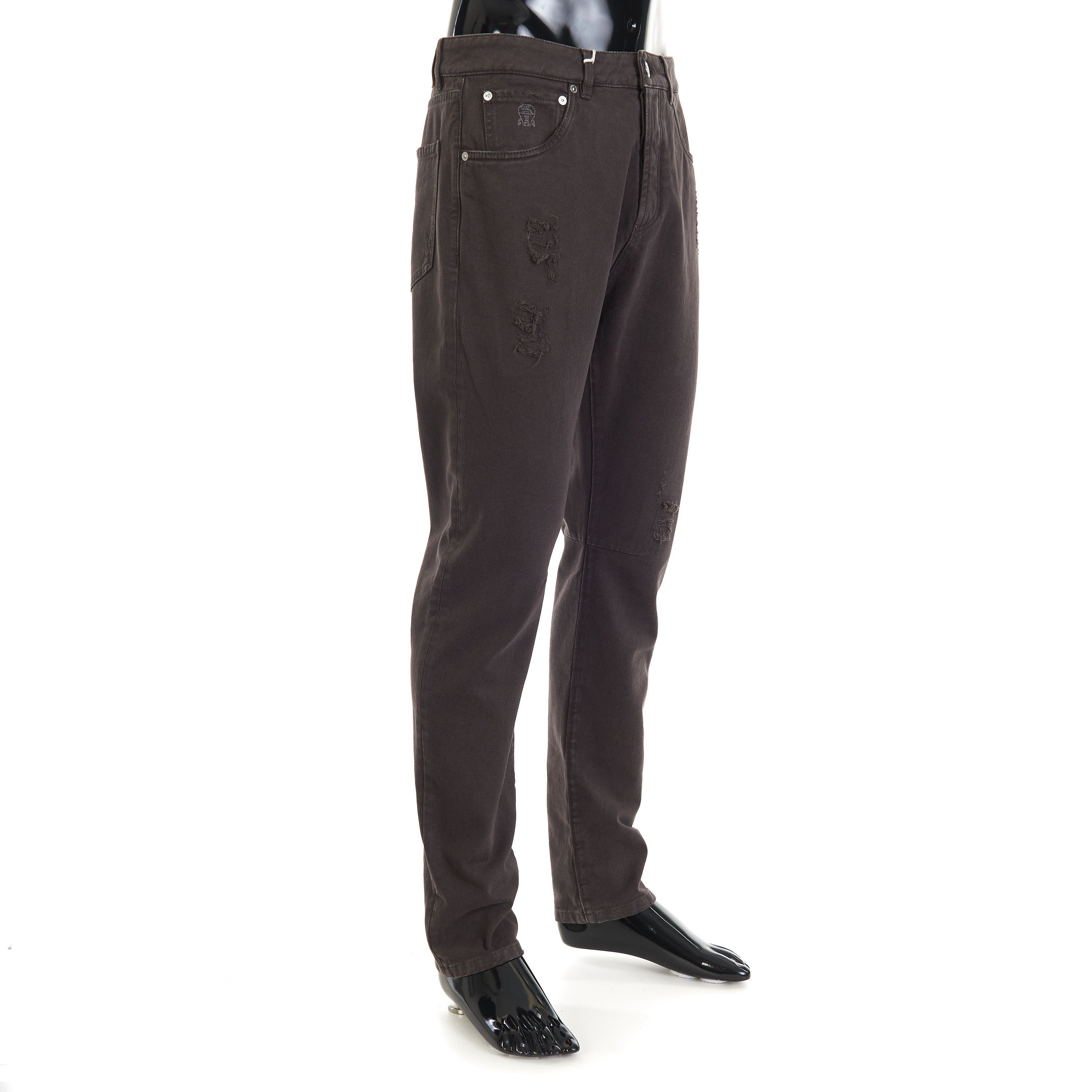 Brunello Cucinelli Distressed Five-Pocket Trousers - Garment-dyed Leisure Fit Size US 32 / EU 48 - 3 Thumbnail