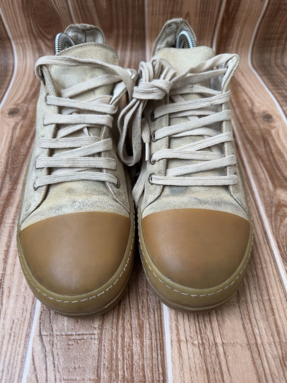 Rick Owens Rick Owens Beige Gum Sole Low Suede Ramones Size US 8.5 / EU 41-42 - 2 Thumbnail