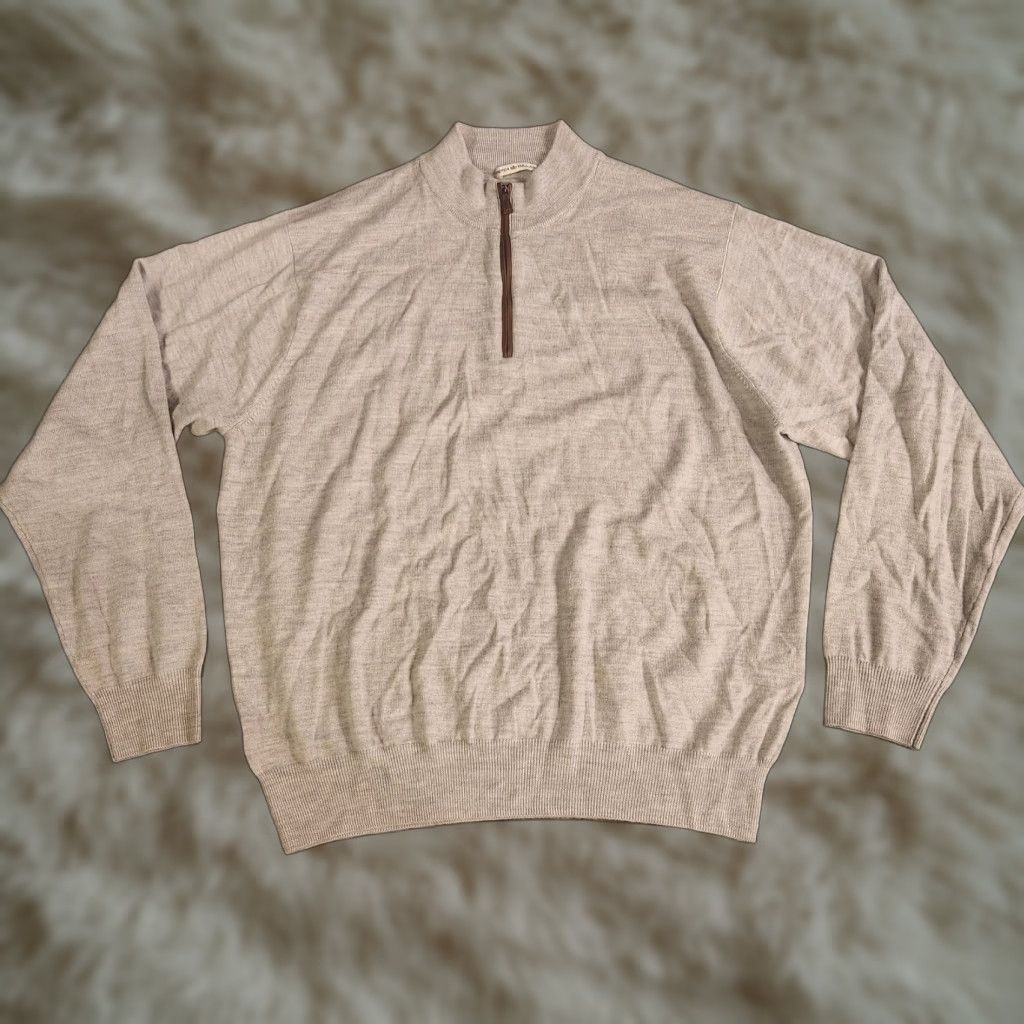 Peter Millar Peter Millar 1/4 Zip Sweater Mens XL Gray Merino Wool Soft Stretch Pullover Size US XL / EU 56 / 4 - 1 Thumbnail