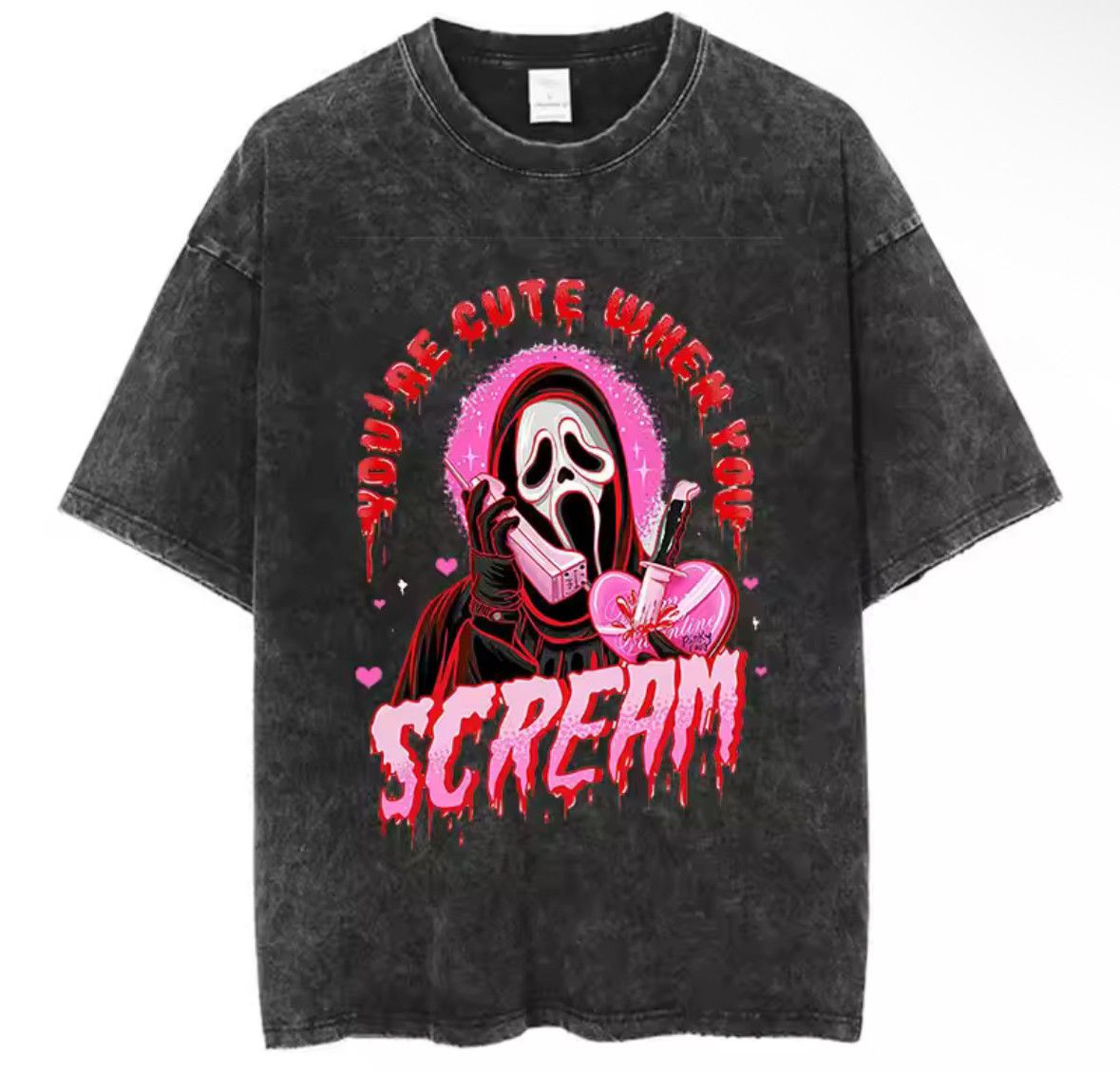 Other Y2K Retro Gothic Scary Scream Washed Short Sleeve T-Shirt Size US L / EU 52-54 / 3 - 1 Thumbnail