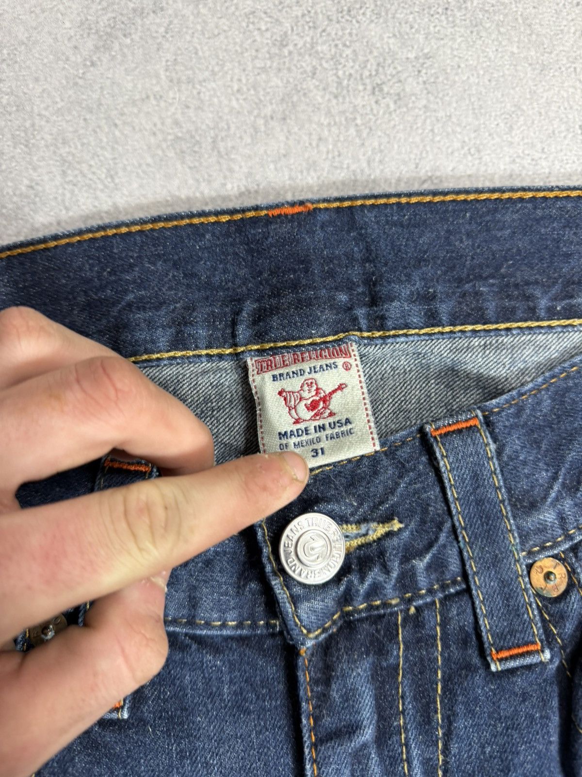 True Religion VTG True Religio Baggy Distressed Washed Y2K Size US 31 - 13 Thumbnail