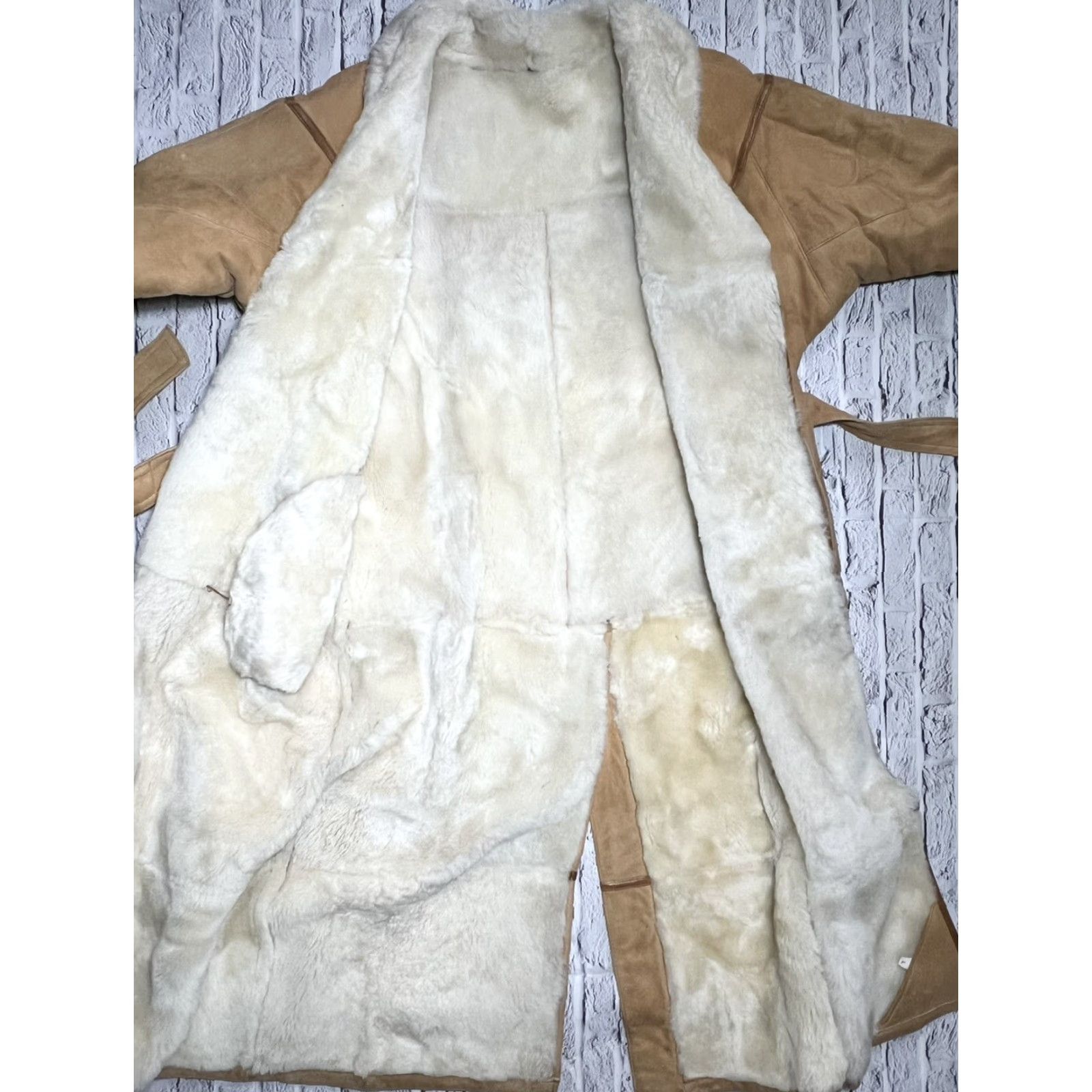 Vintage VINTAGE Beige Suede Trench Coat Belted Women’s Long Coat - L - Bohemian, Classic, Cowboy, Hippie, Vintage Style - Casual Outdoor Size L / US 10 / IT 46 - 7 Thumbnail