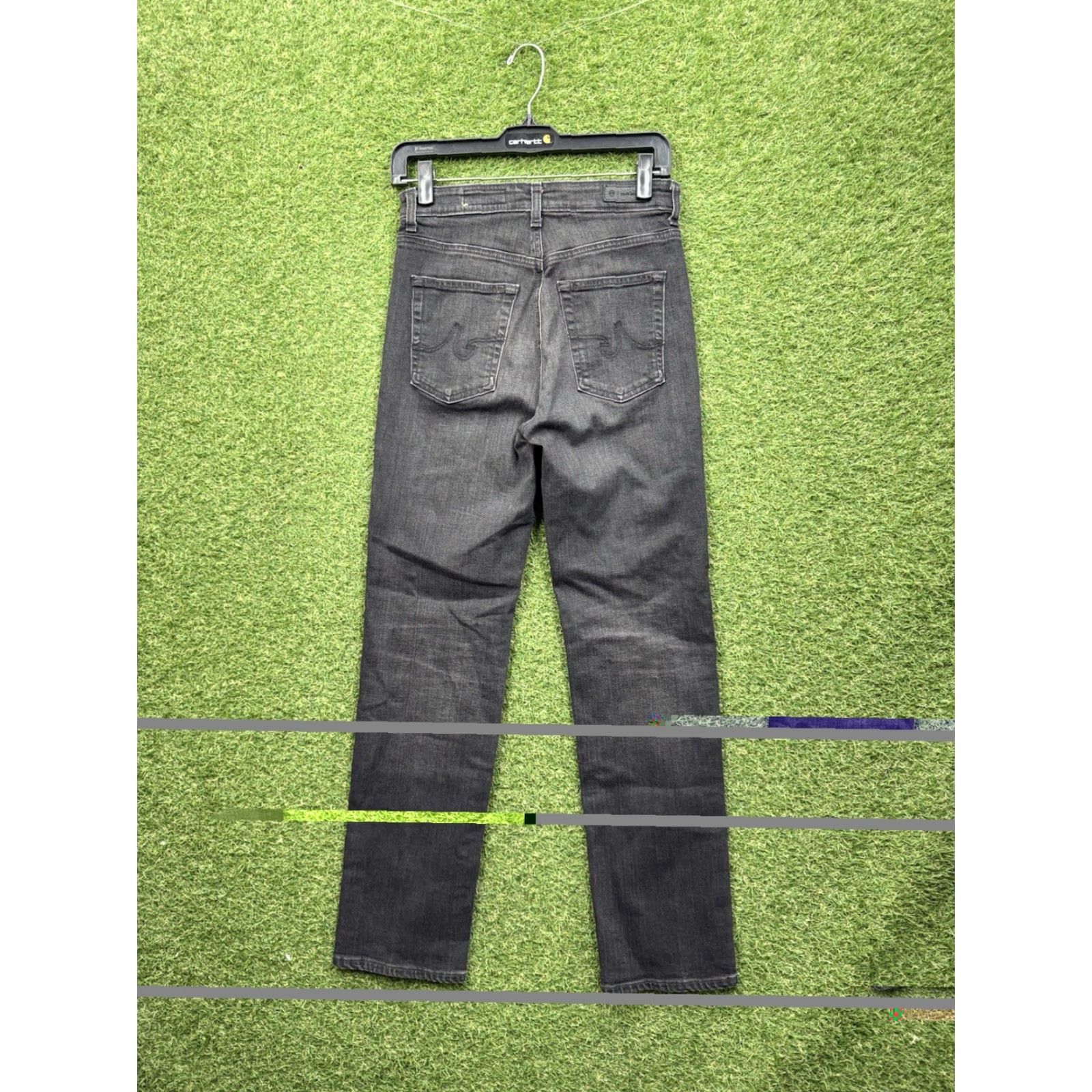 Vintage AG Adriano Goldschmied Jeans Womens 26 Black Denim High Rise Wide Leg 26x30 Jeans Size 26" / US 2 / IT 38 - 2 Thumbnail