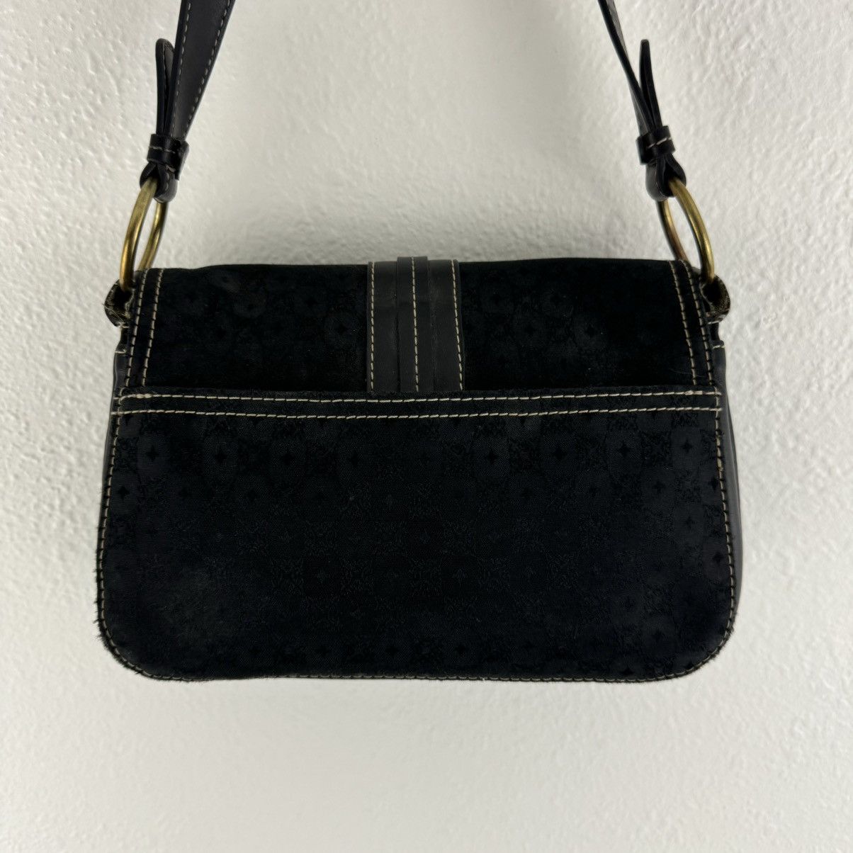 Other LIZ CLAIBORNE 90s Black Faux Leather Fabric Shoulder Bag Size ONE SIZE - 7 Thumbnail