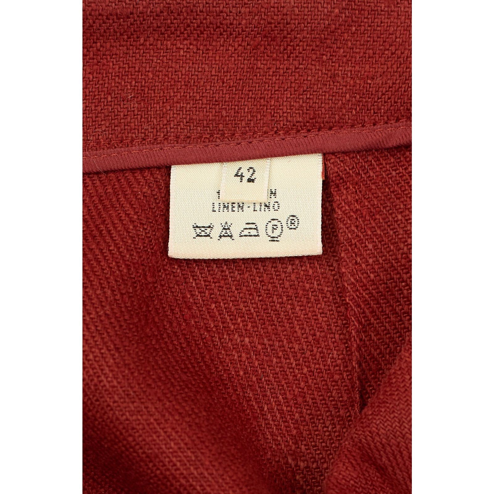Maison Margiela by Martin Margiela Red Linen Skirt Size 28" / US 6 / IT 42 - 4 Thumbnail