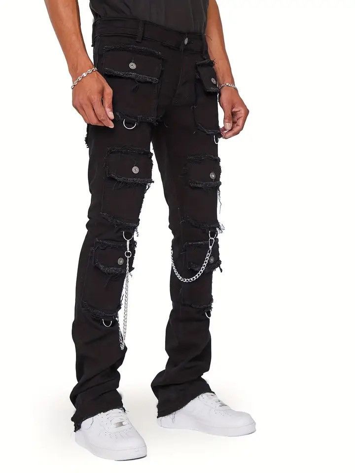 Japanese Brand × Vintage Heavy Industry Multi Pockets Design Denim Cargo Pants Size US 36 / EU 52 - 1 Thumbnail