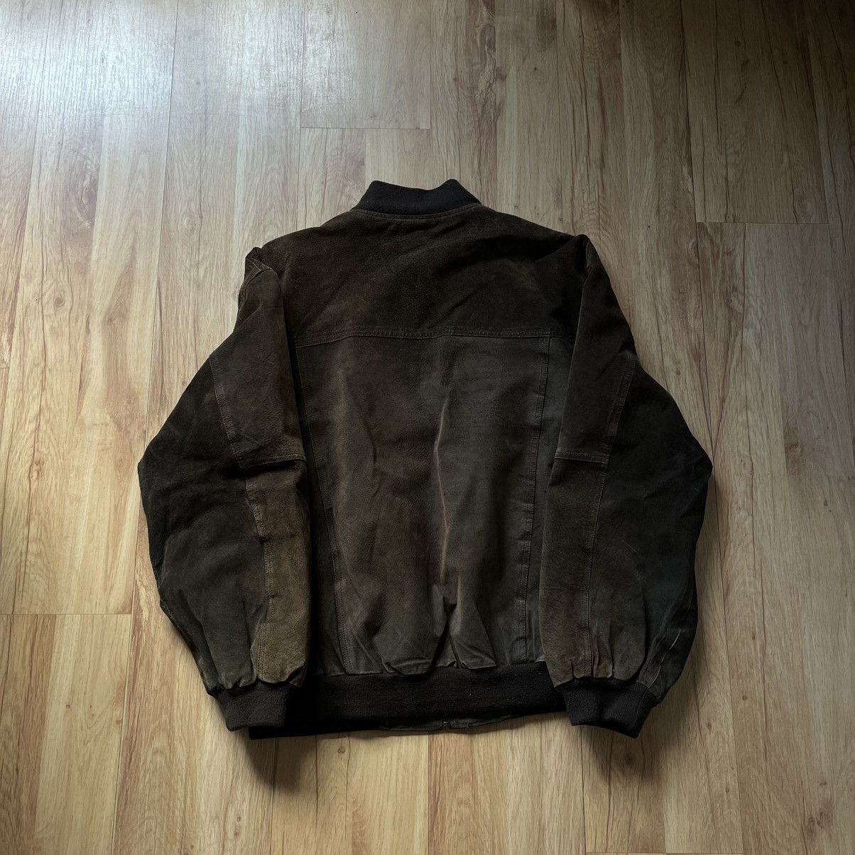 Vintage Vintage 90s Leather bomber boxy jacket with silk inner Size US L / EU 52-54 / 3 - 2 Thumbnail